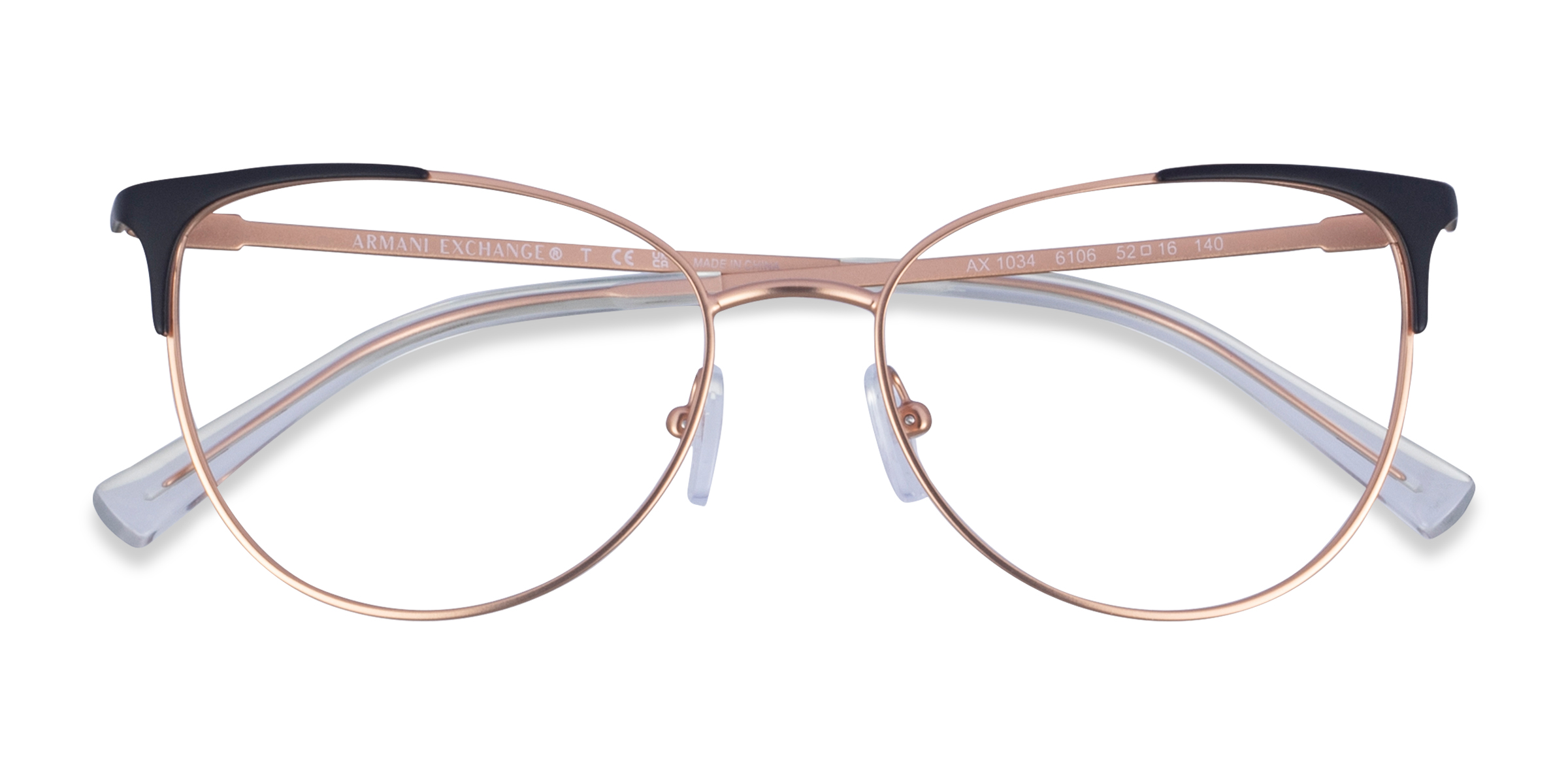 Rose Gold Black Armani Exchange AX1034 - Metal Eyeglasses