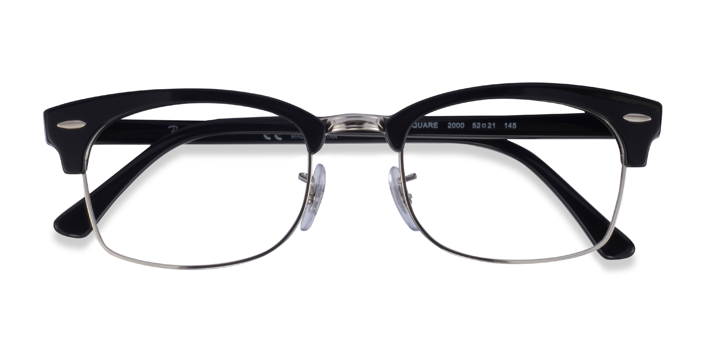 Black & Silver Ray-Ban Clubmaster Square -  Métal Lunettes de vue