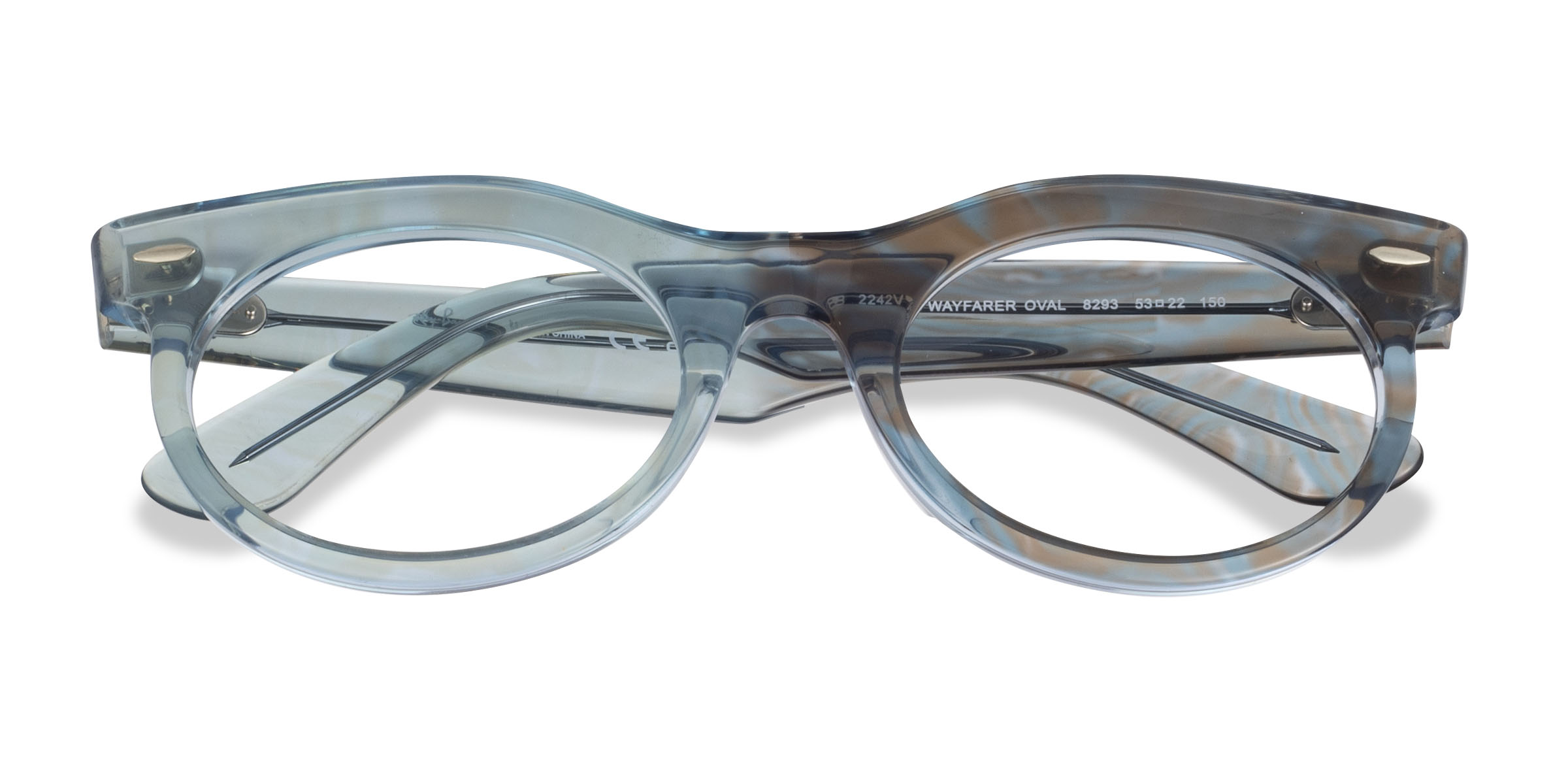 Photo Waves Azure Ray-Ban RB2242VF Wayfarer Oval Change - Acetate Eyeglasses