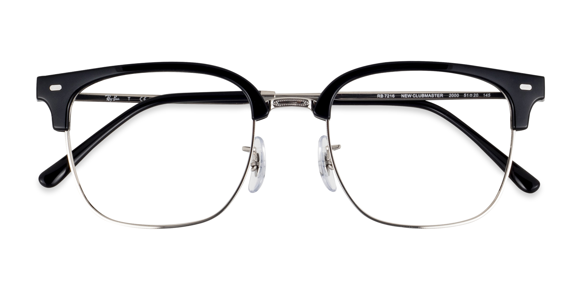 Black Silver Ray-Ban RB7216 New Clubmaster -  Plastique Lunettes de vue