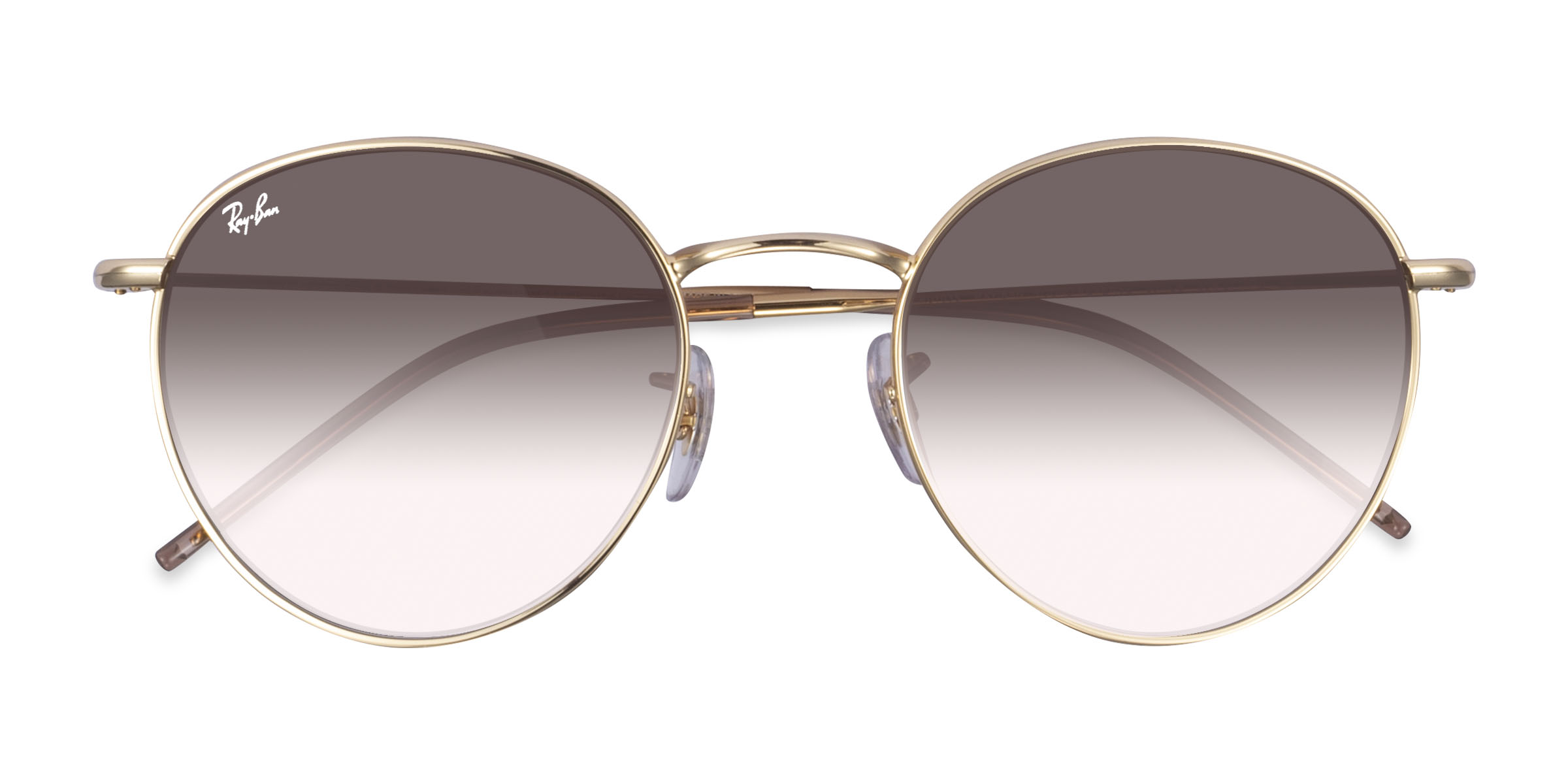 Light Gold Ray-Ban Round Reverse - Métal Lunettes de soleil