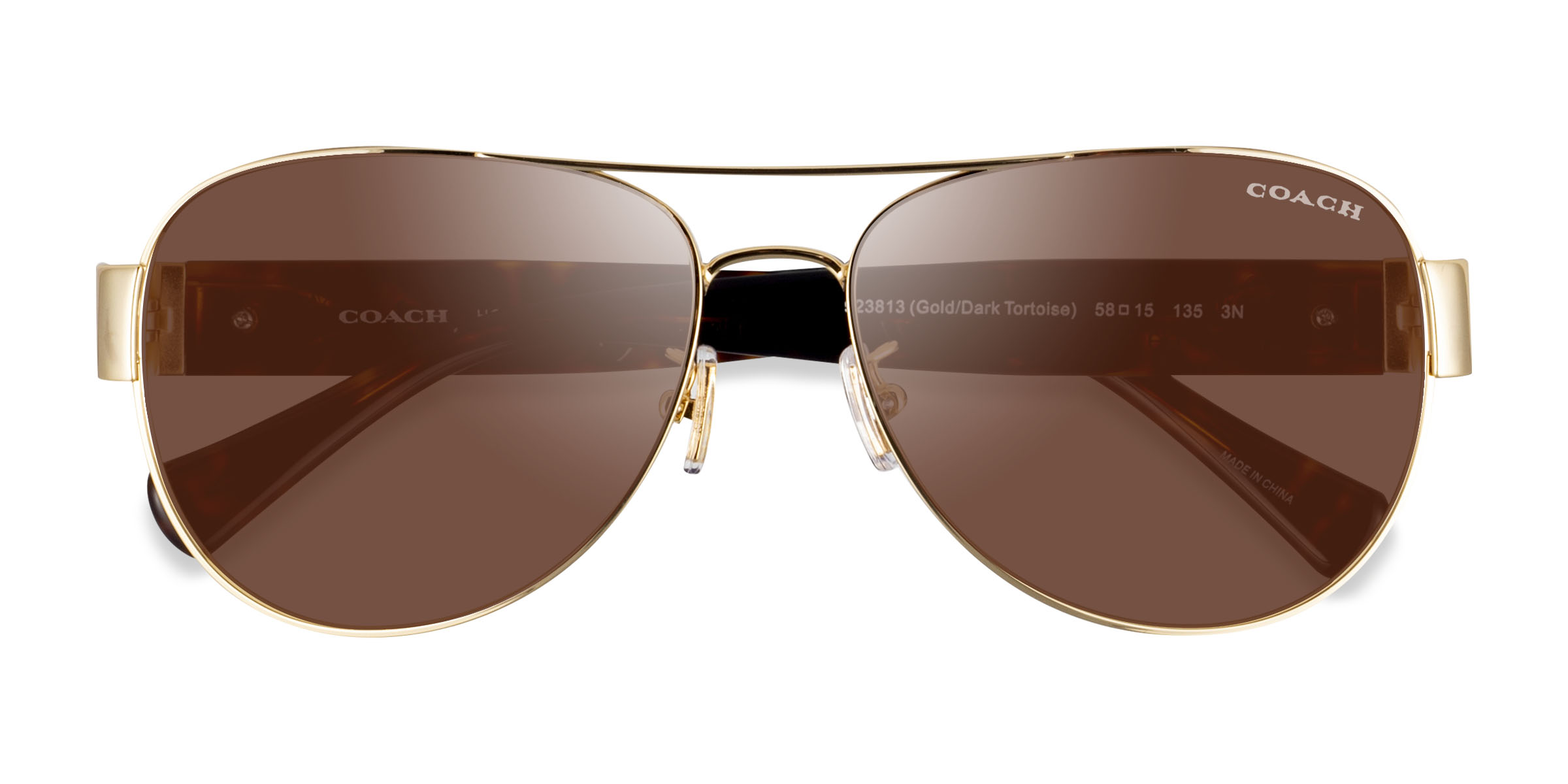 Gold Dark Tortoise Coach HC7059 L138 - Métal Lunettes de soleil