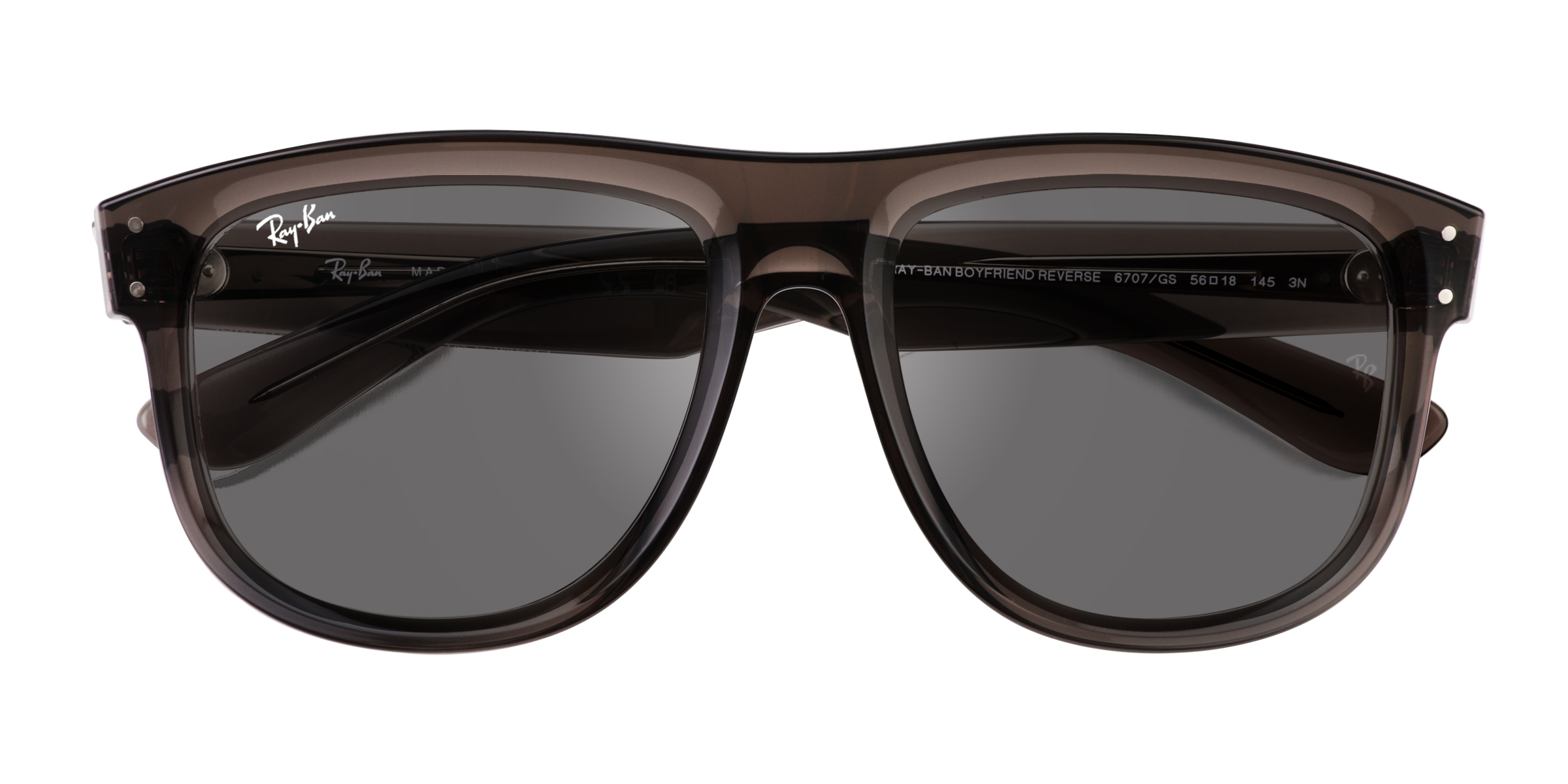 Transparent Dark Gray Ray-Ban Boyfriend Reverse - Acetate Sunglasses