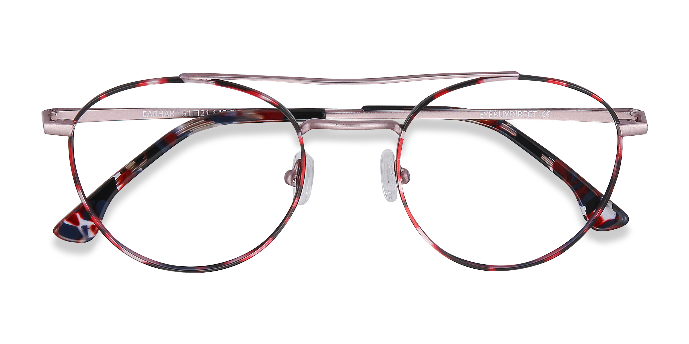 Red Tortoise Earhart - Metal Eyeglasses