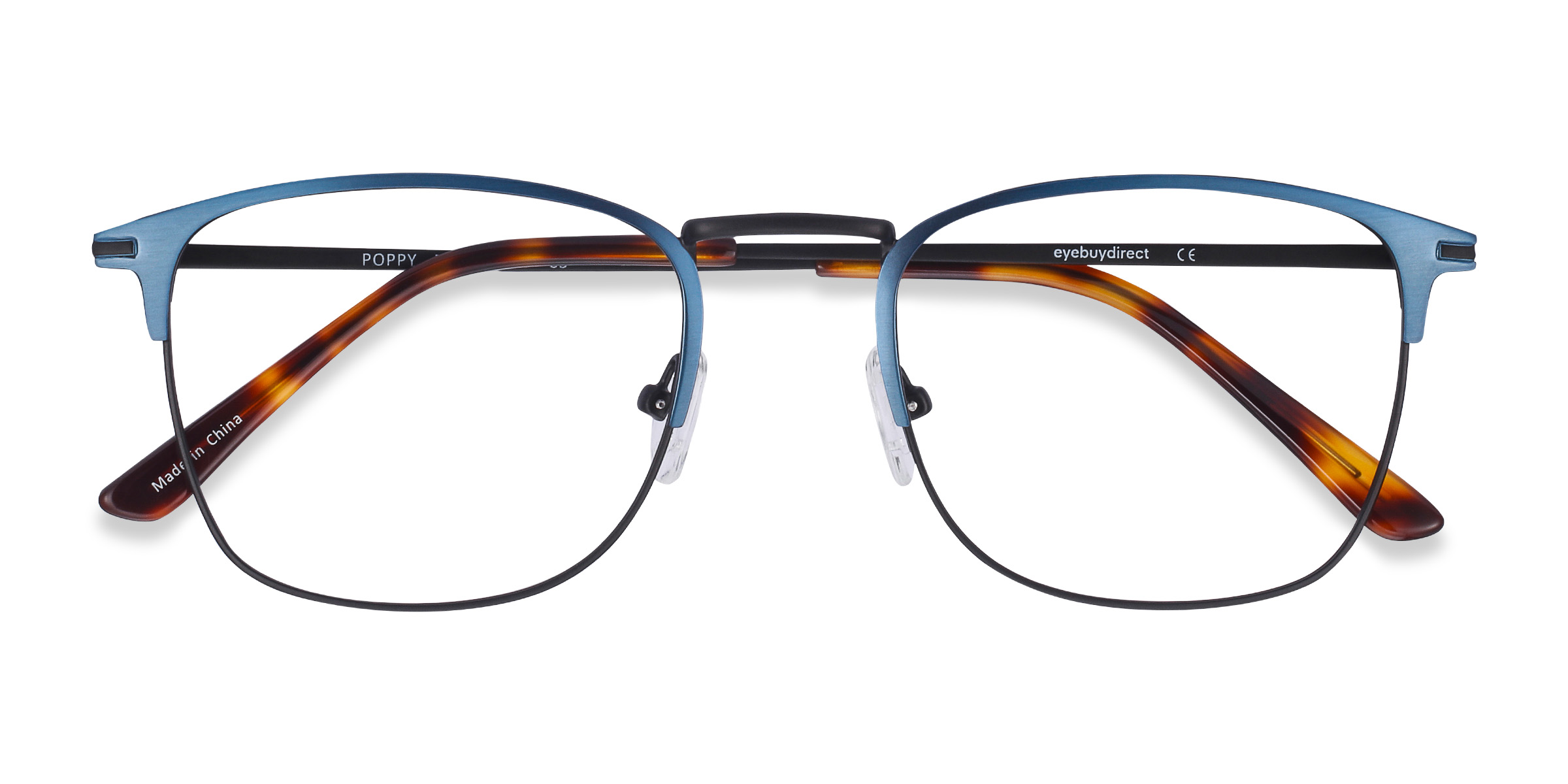 Navy Black Poppy - Metal Eyeglasses