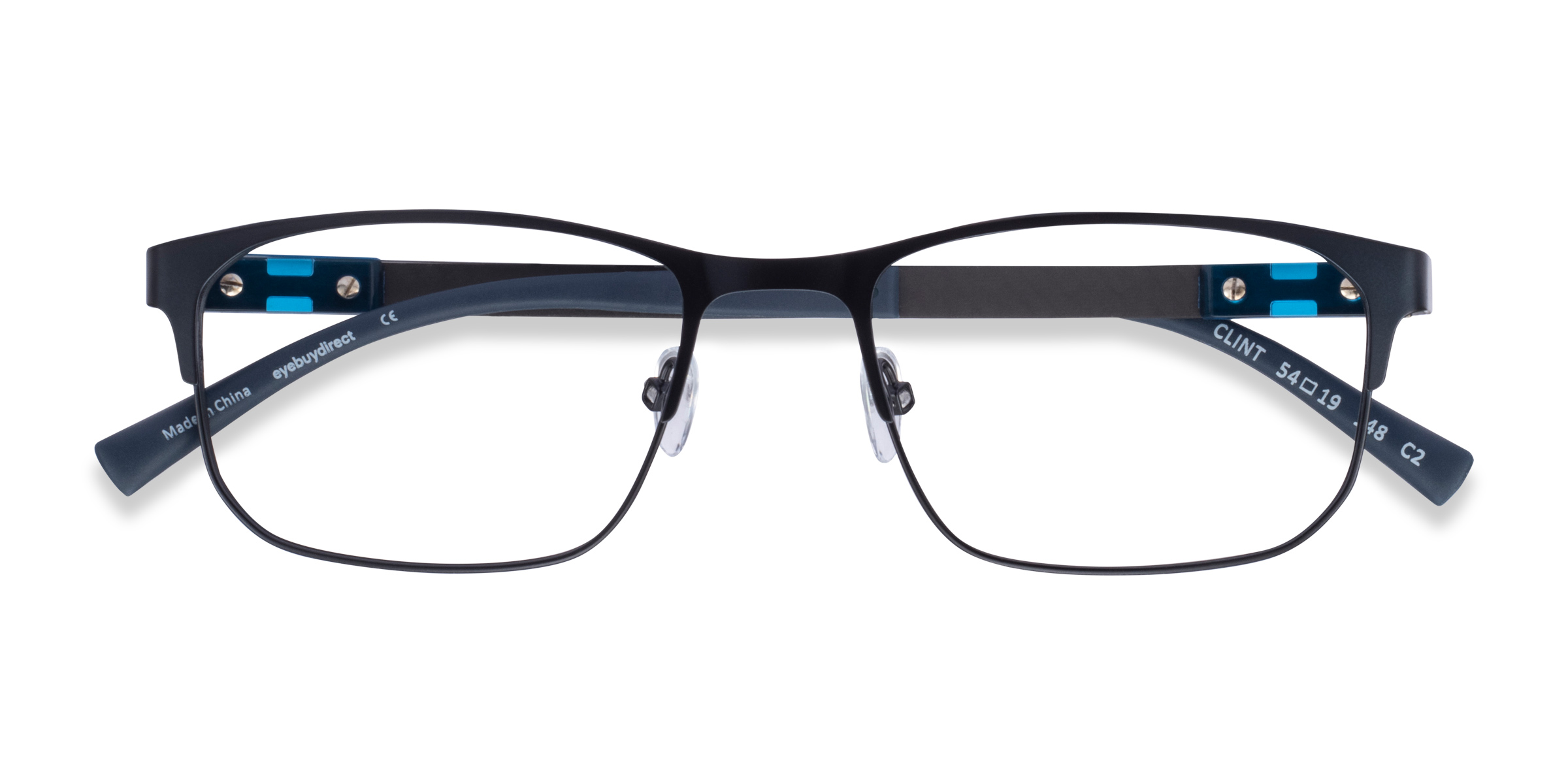 Petrol Blue Clint - Metal Eyeglasses