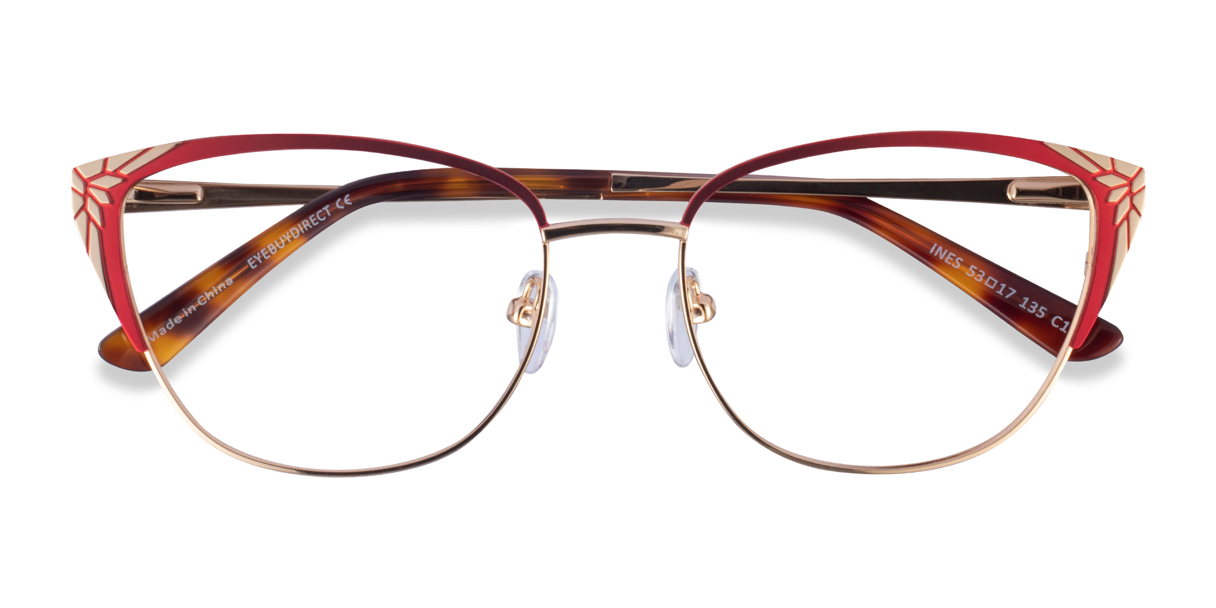 Burgundy Gold Ines - Metal Eyeglasses