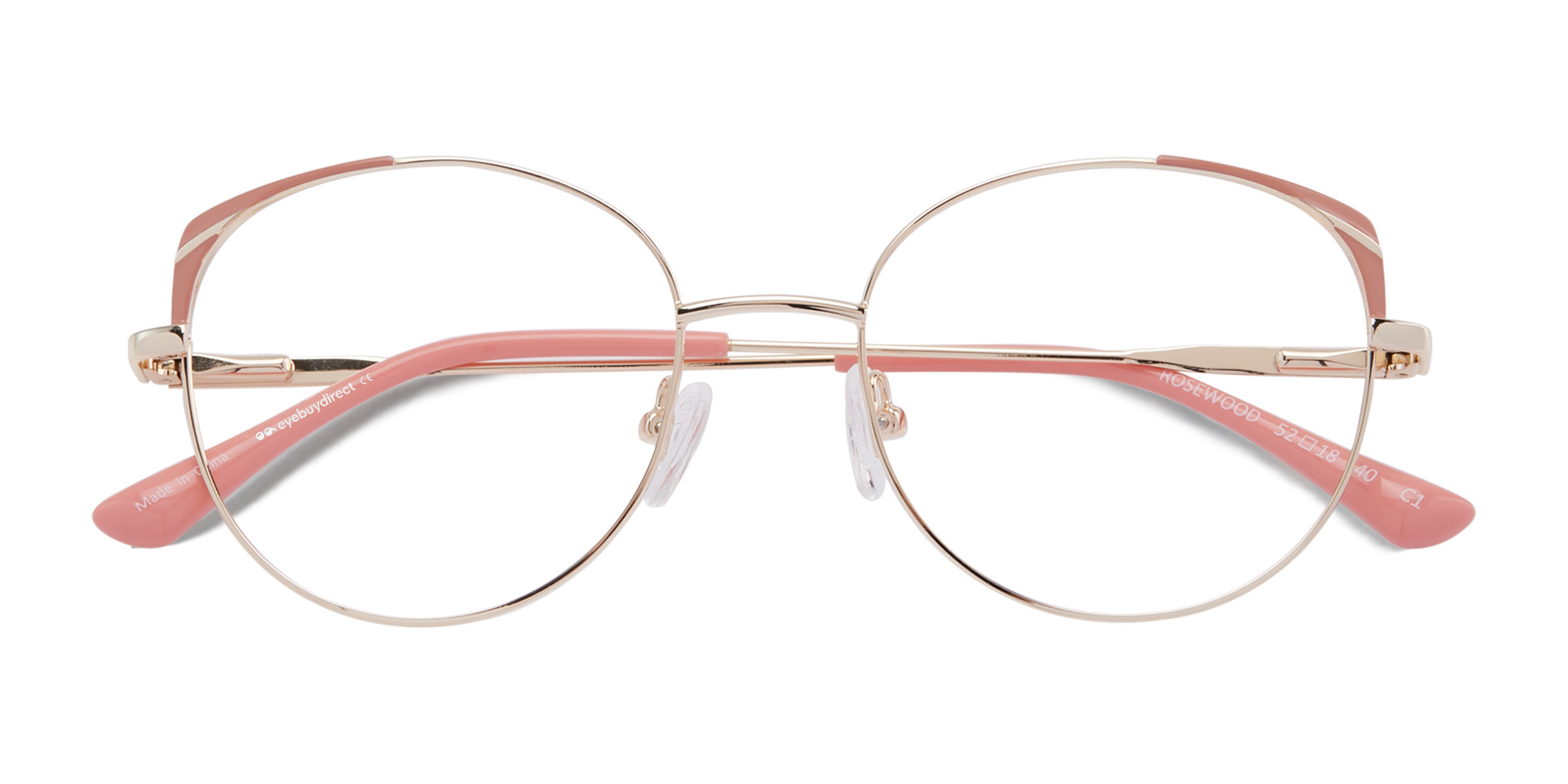 Gold Pink Rosewood - Metal Eyeglasses