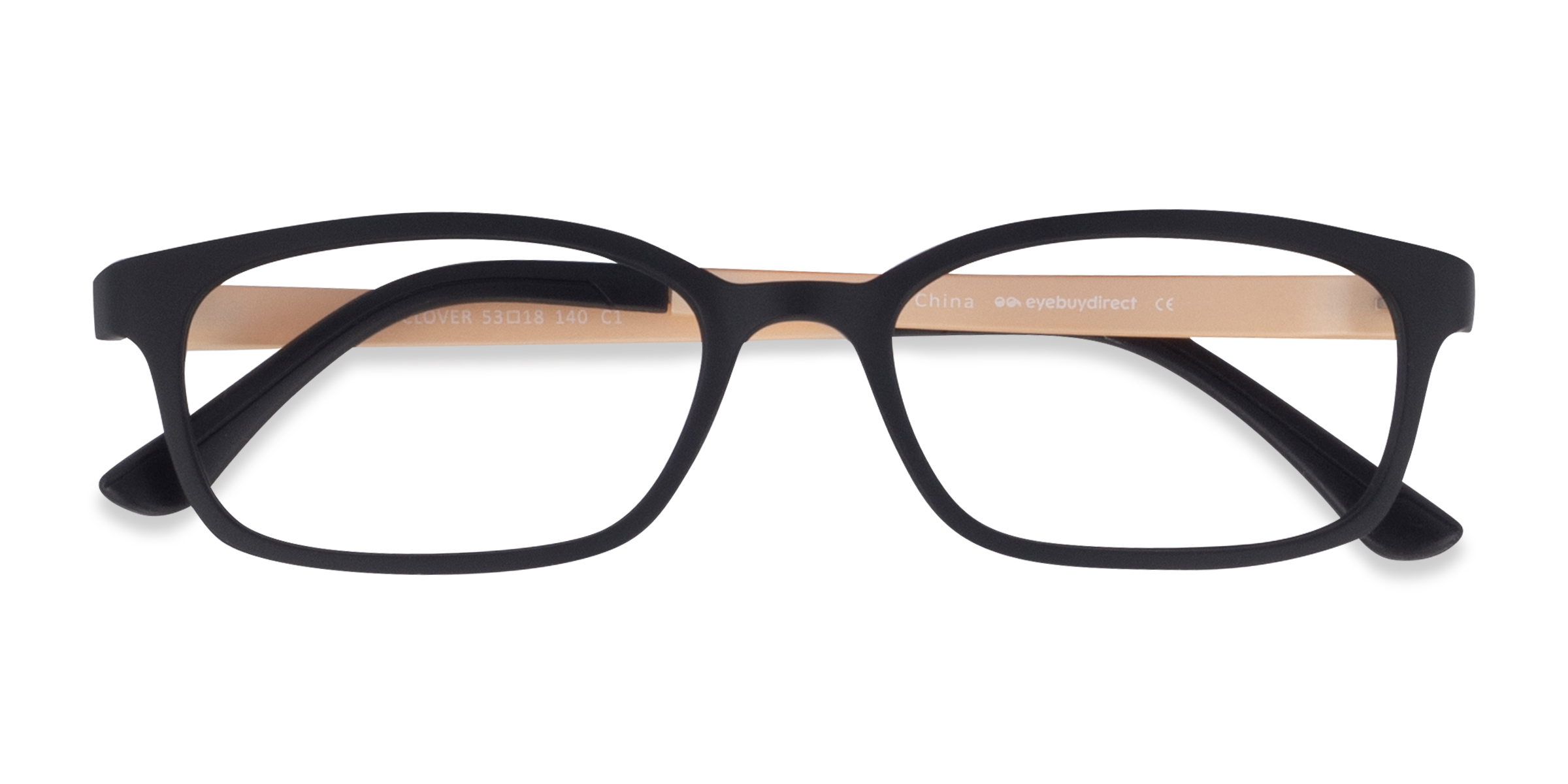 Black & Apricot Clover - Plastic Eyeglasses
