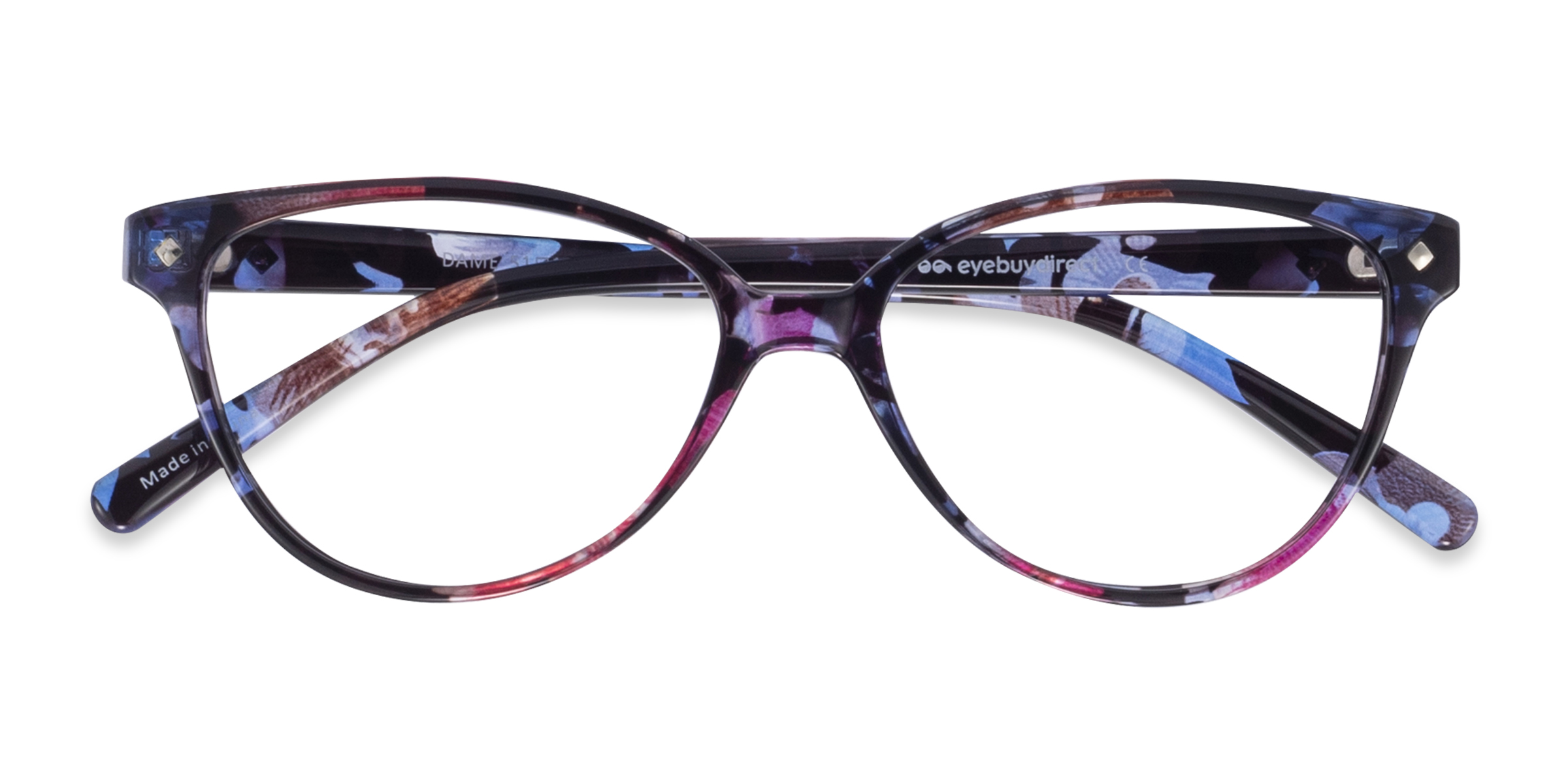 Pink Floral Dame - Plastic Eyeglasses