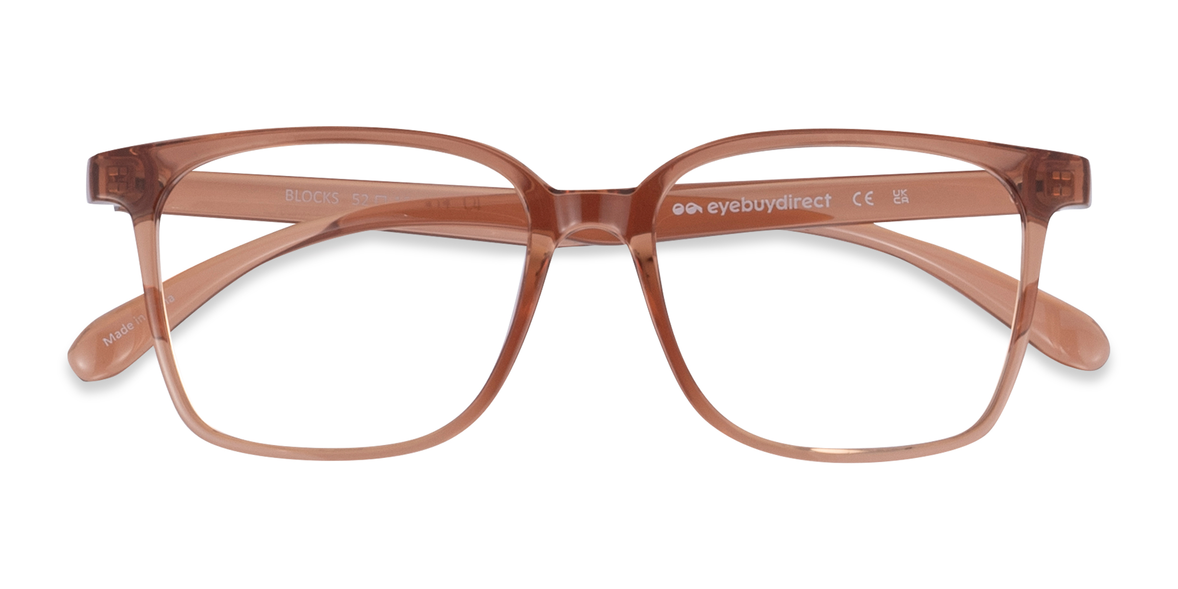 Clear Brown Blocks - Plastic Eyeglasses