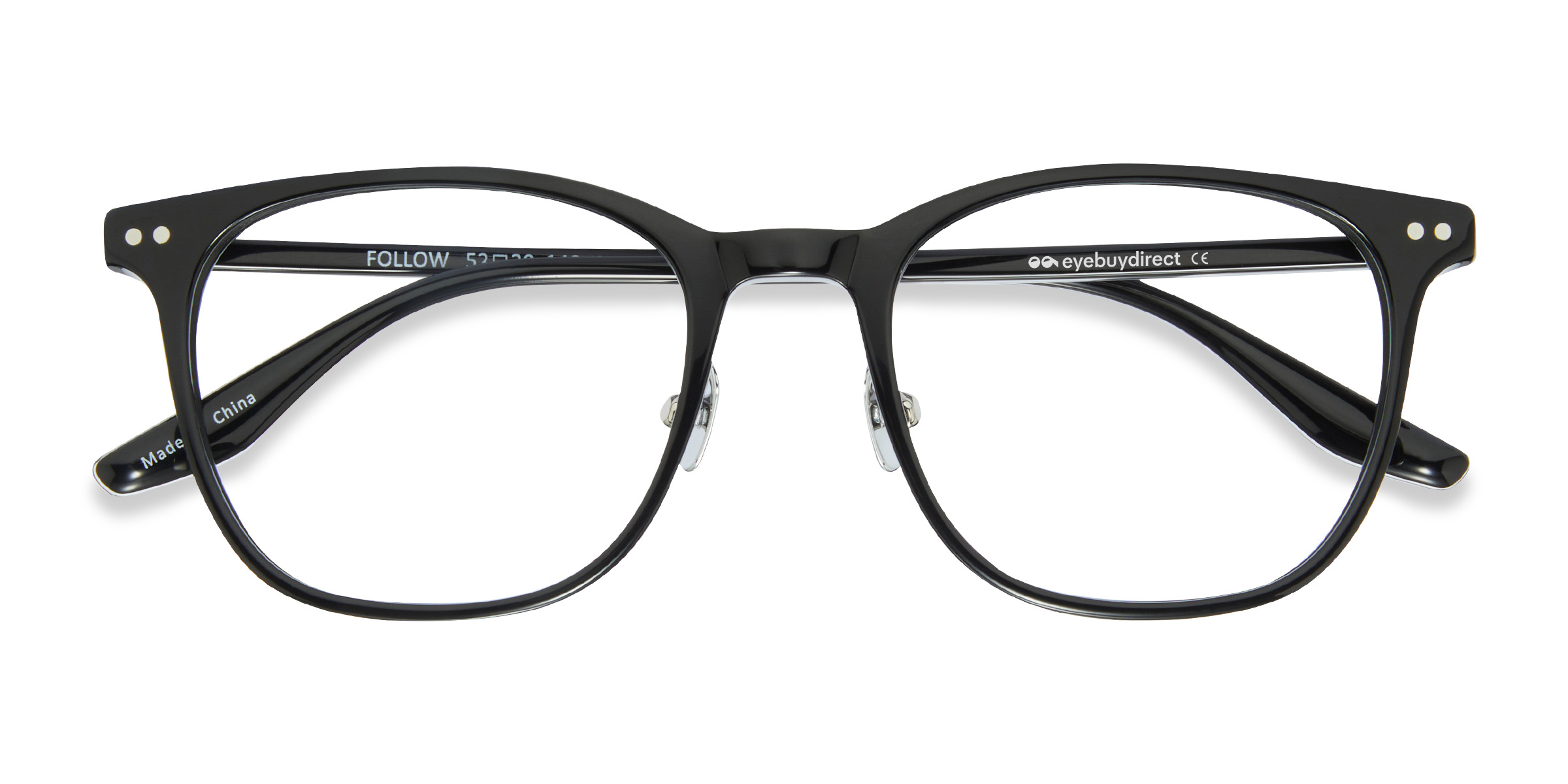 Black Silver Follow -  Metal Eyeglasses