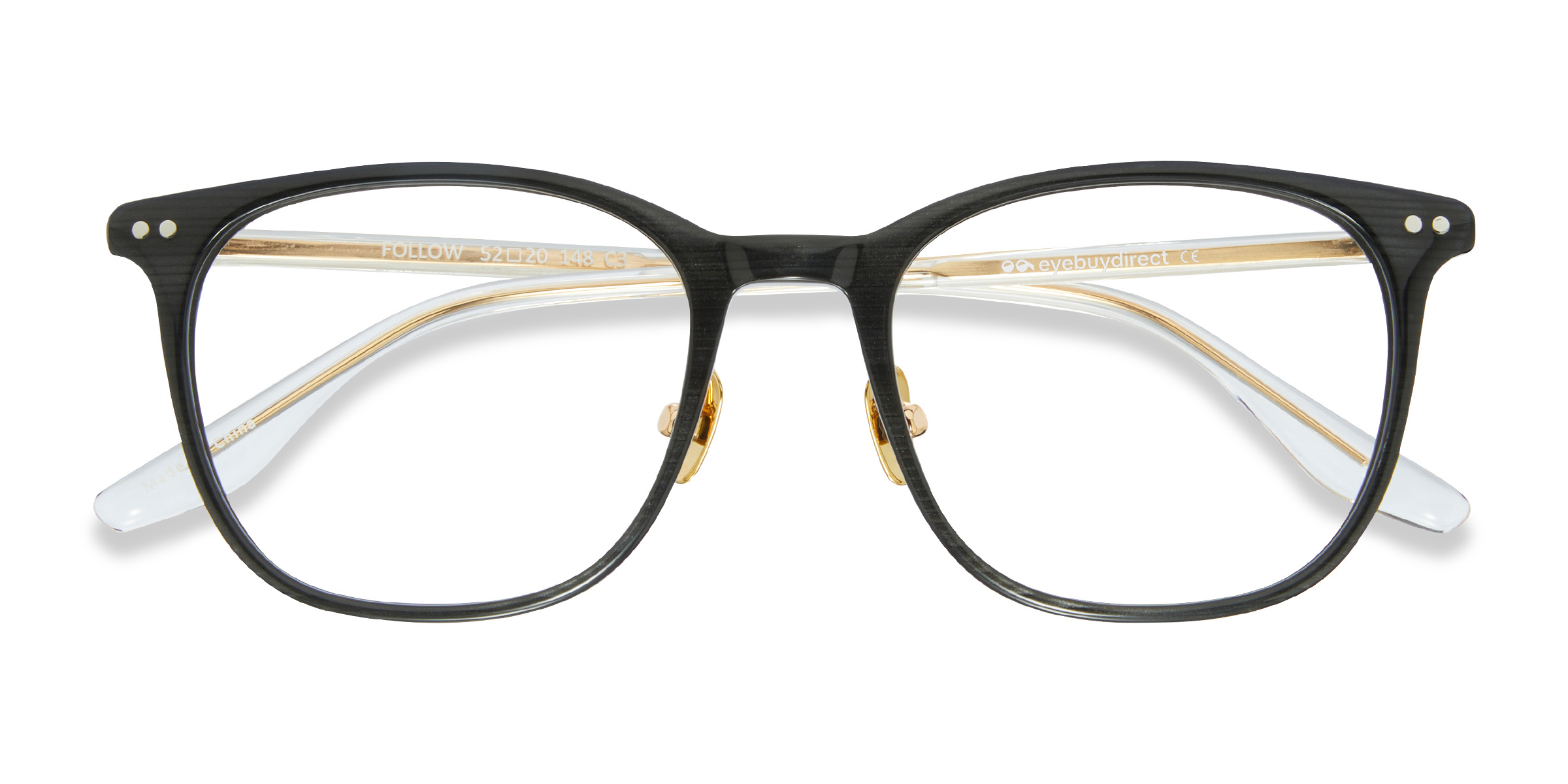 Black Golden Follow -  Metal Eyeglasses