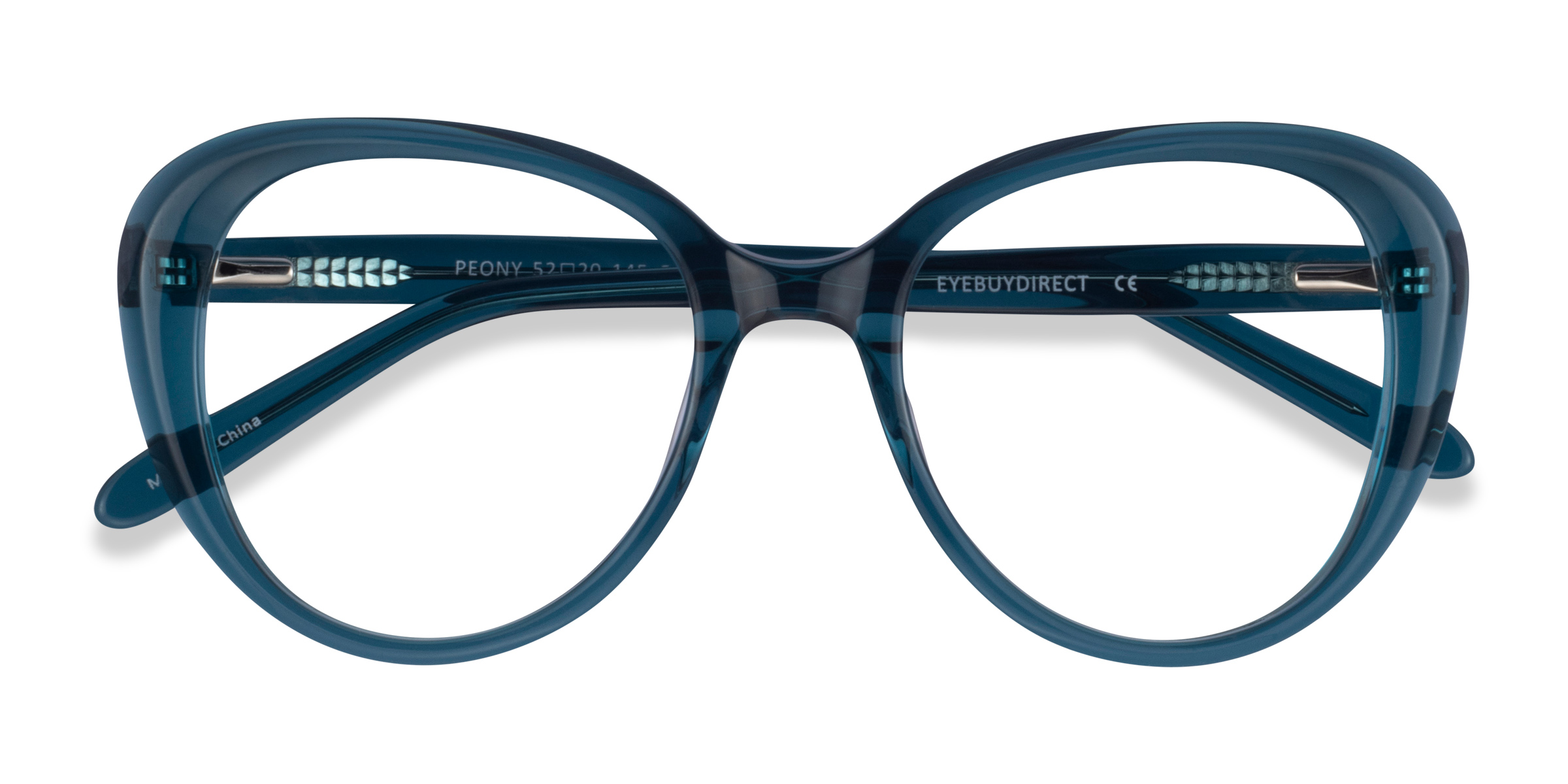 Clear Teal Peony -  Acetate Eyeglasses