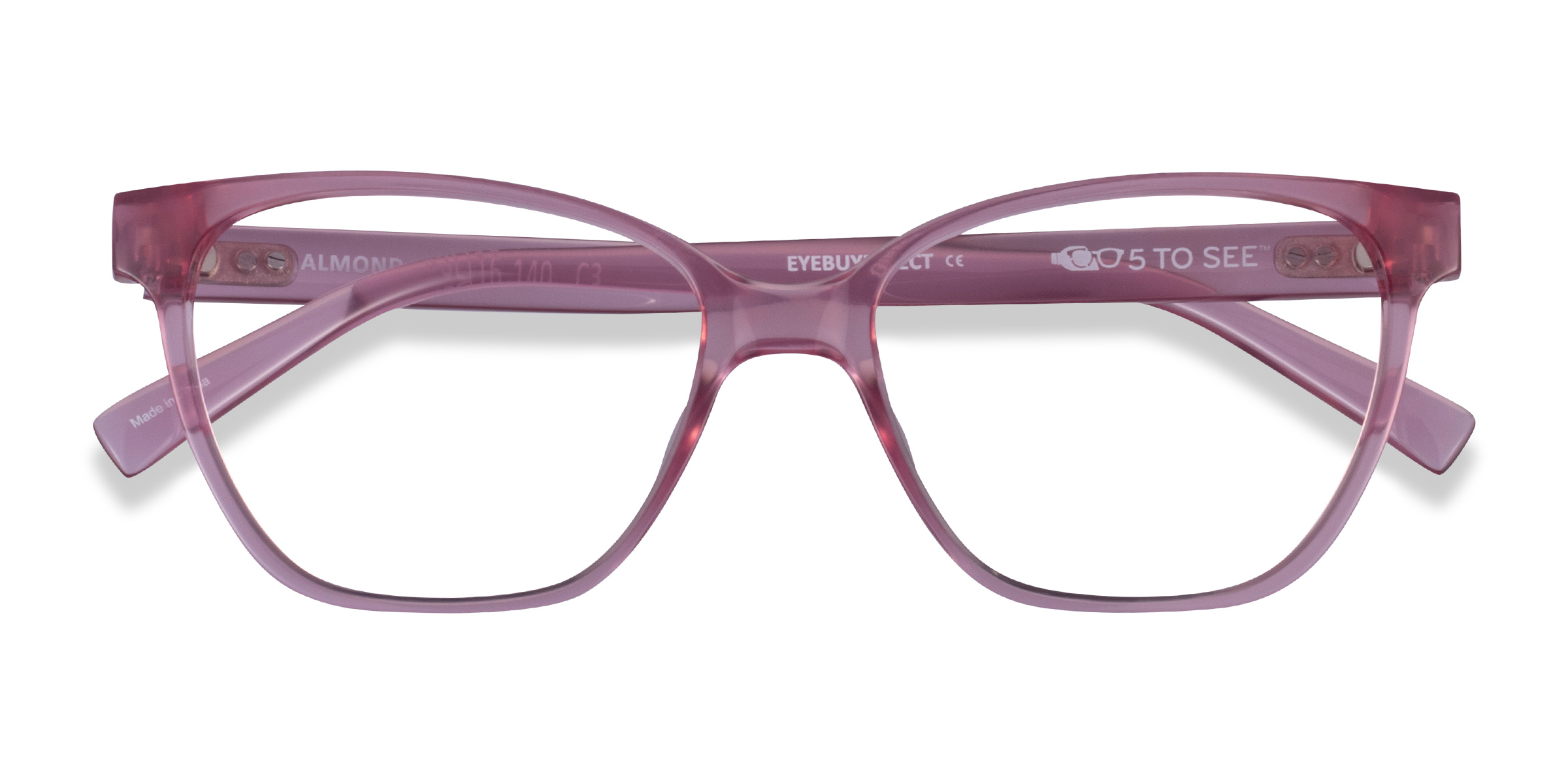 Clear Pink Almond - Plastic Eyeglasses