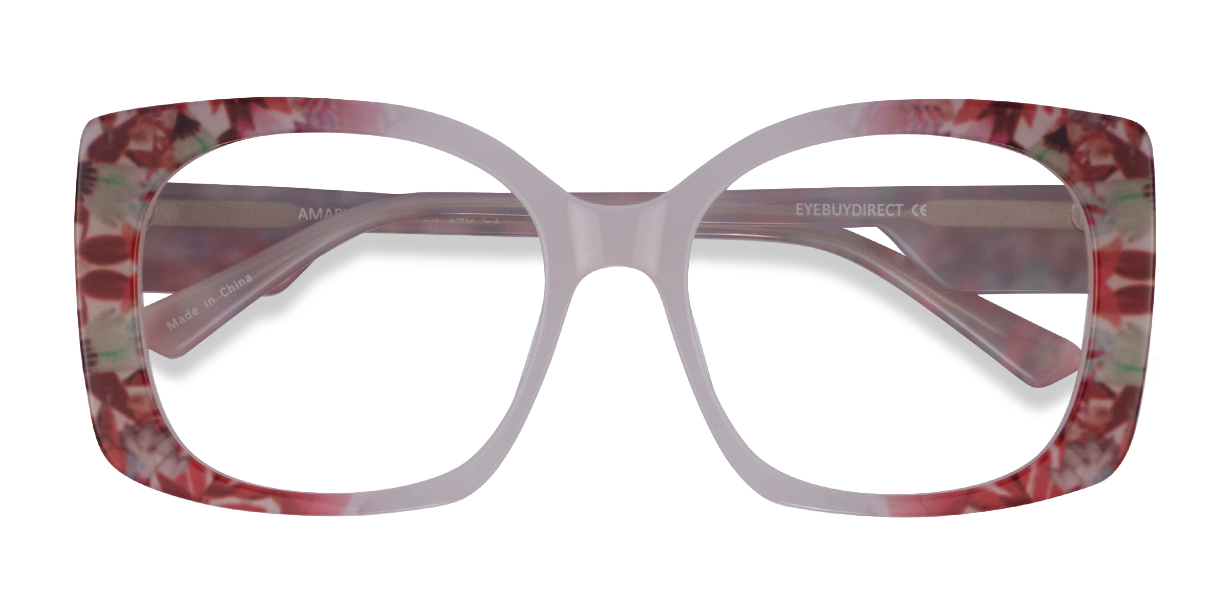 Red Floral Nude Amaryllis - Acétate Lunettes de vue