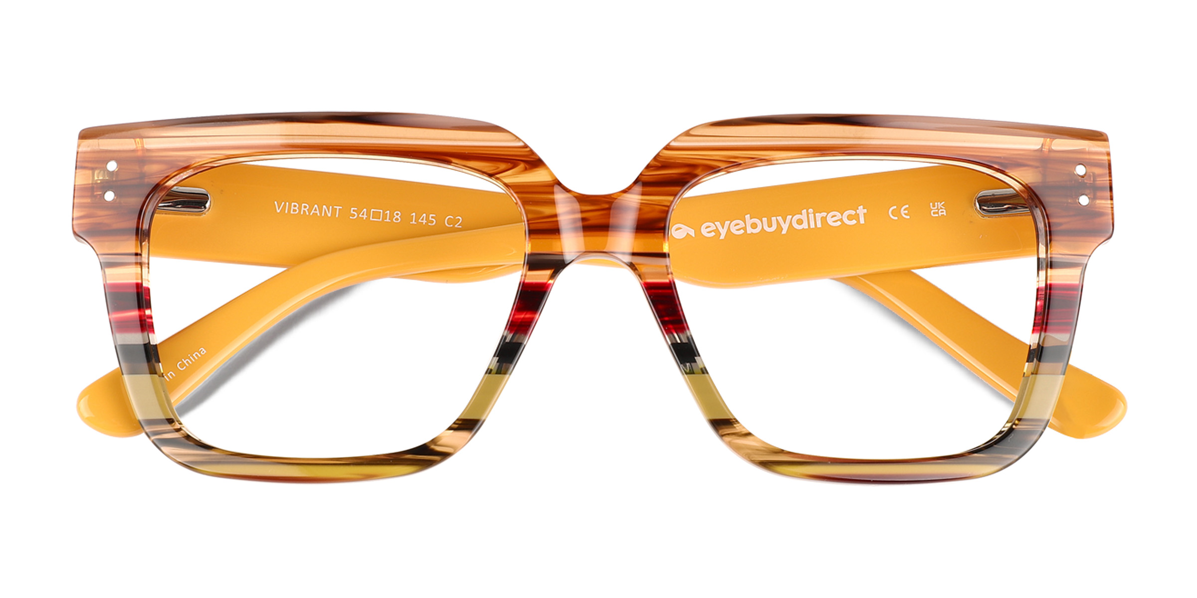 Brown Yellow Striped Vibrant - Acetate Eyeglasses