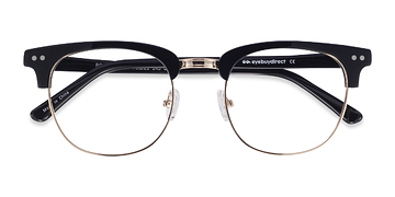 Black Borderline -  Vintage Acetate, Metal Eyeglasses