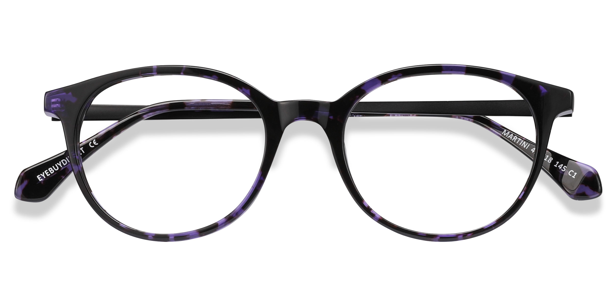 Purple Tortoise Martini -  Metal Eyeglasses