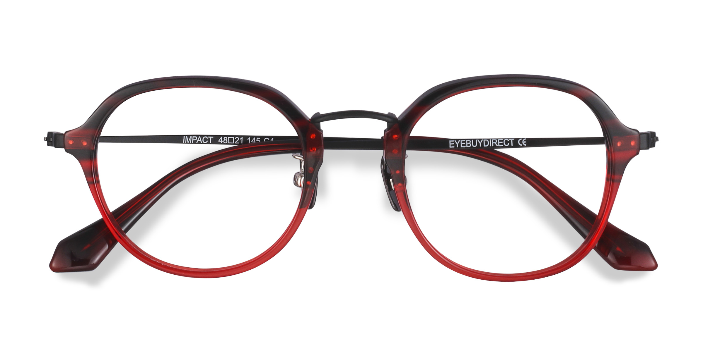 Red Striped Impact - Metal Eyeglasses