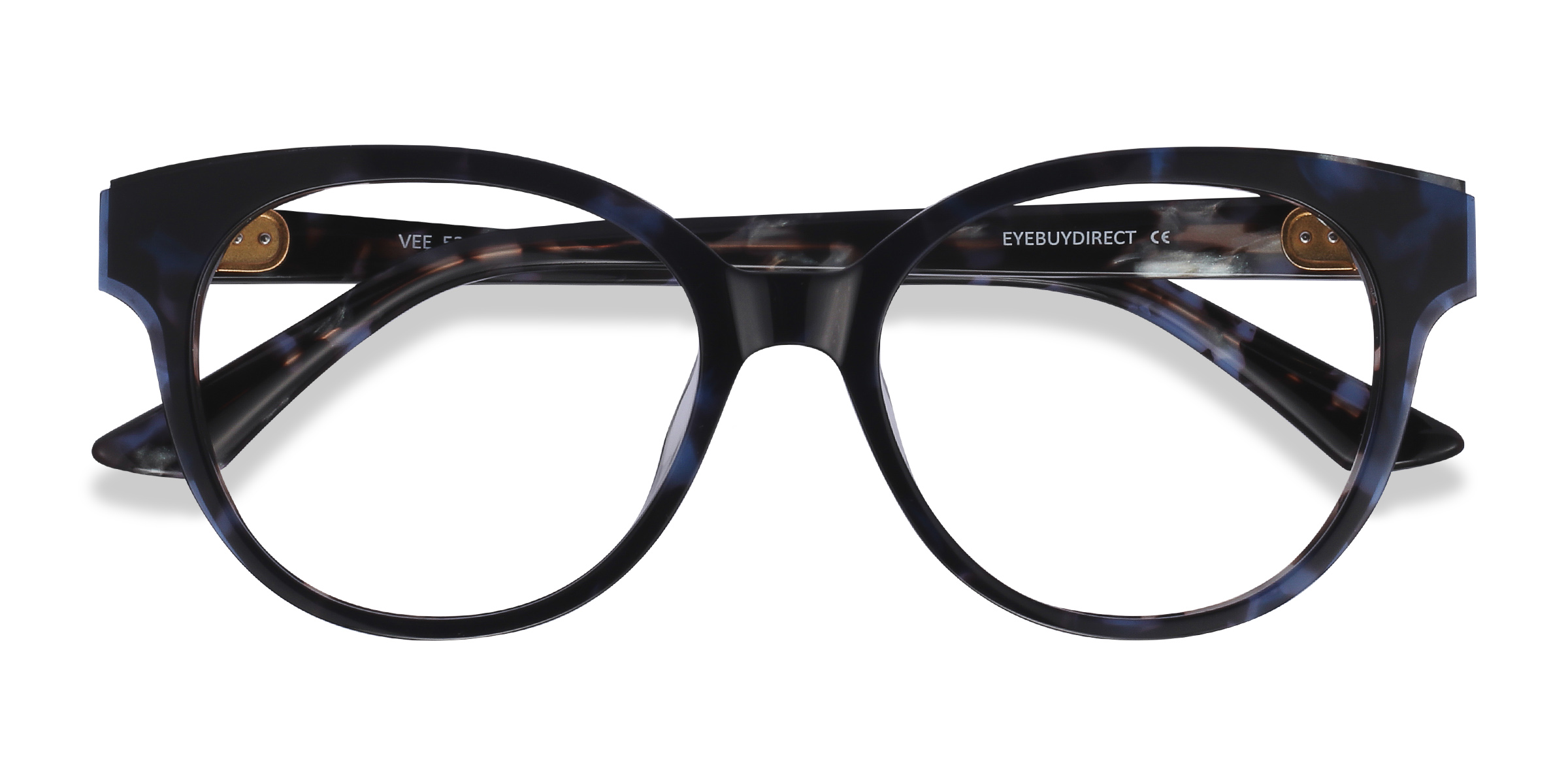 Blue Floral Vee - Metal Eyeglasses