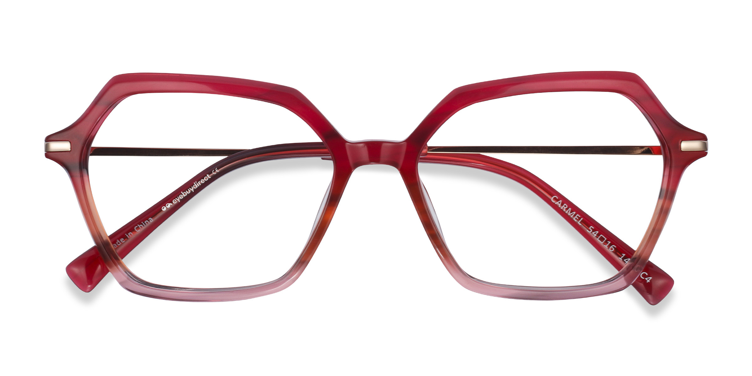 Raspberry Striped Carmel - Acetate-metal Eyeglasses