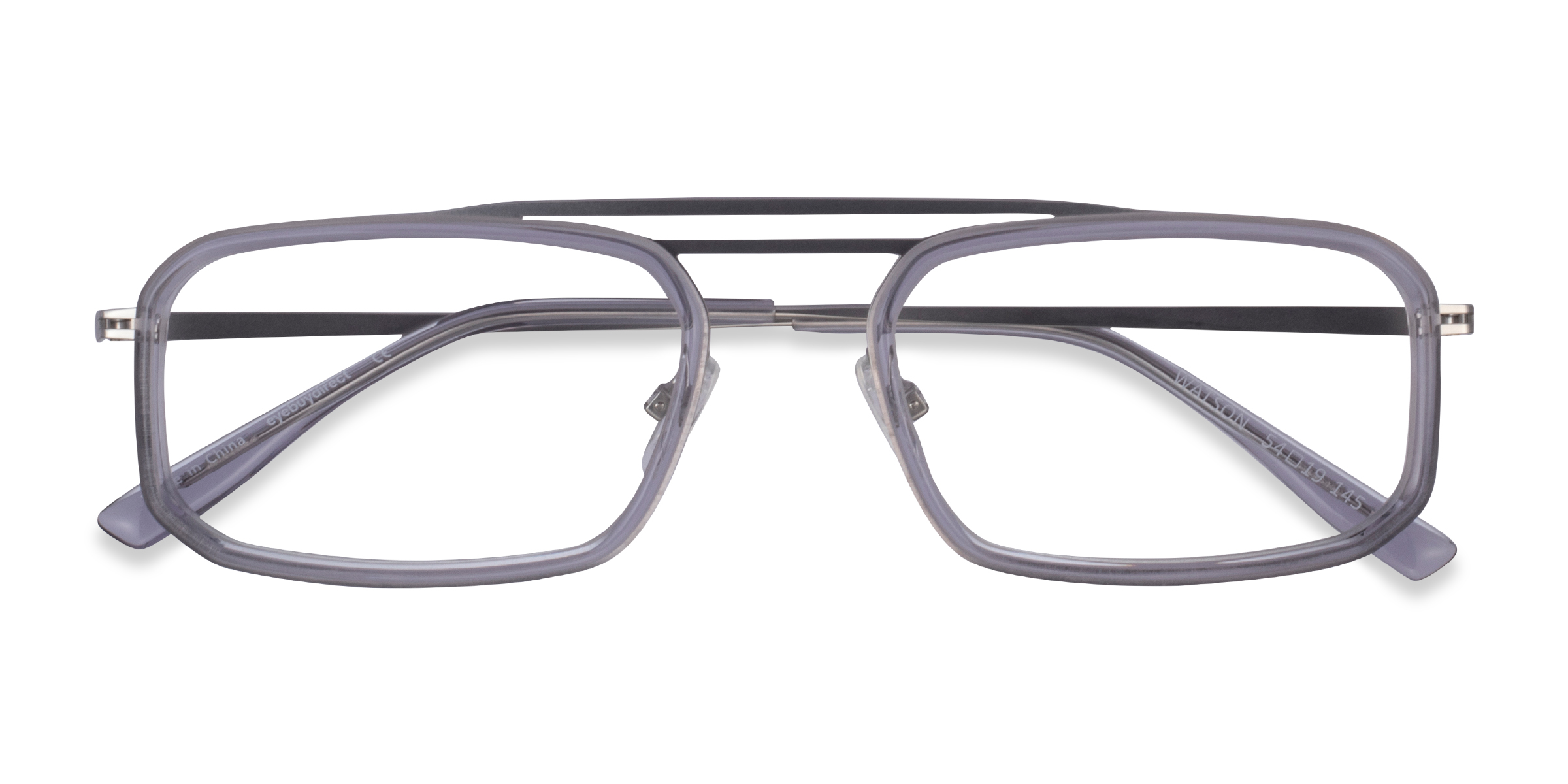 Clear Gray Silver Watson - Metal Eyeglasses