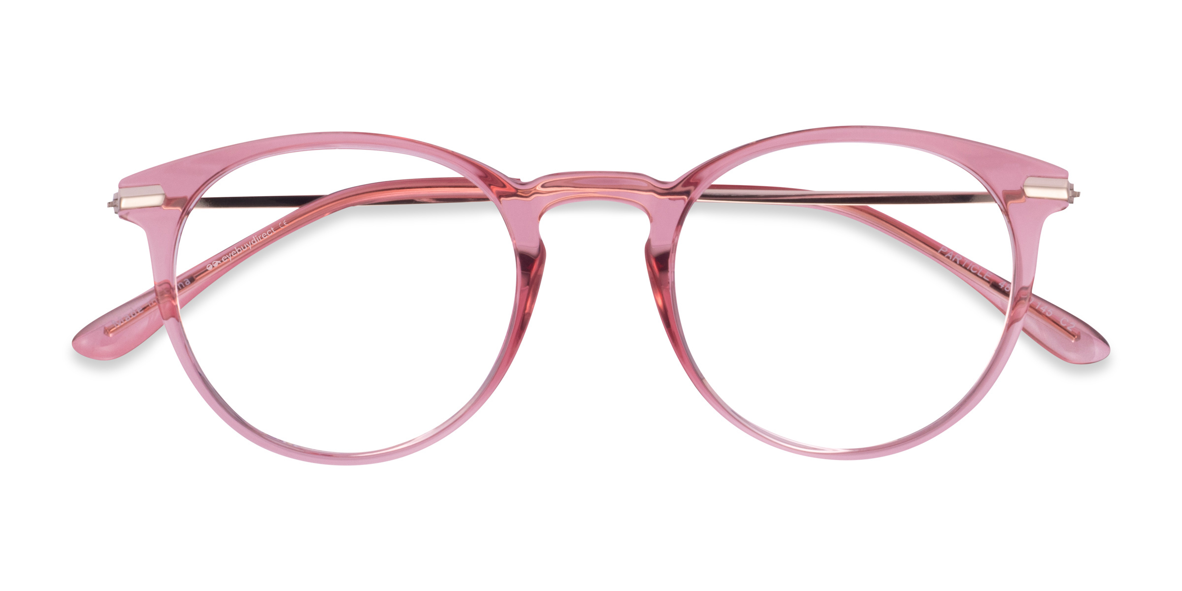 Clear Pink & Rose Gold Particle -  Plastic-metal Eyeglasses
