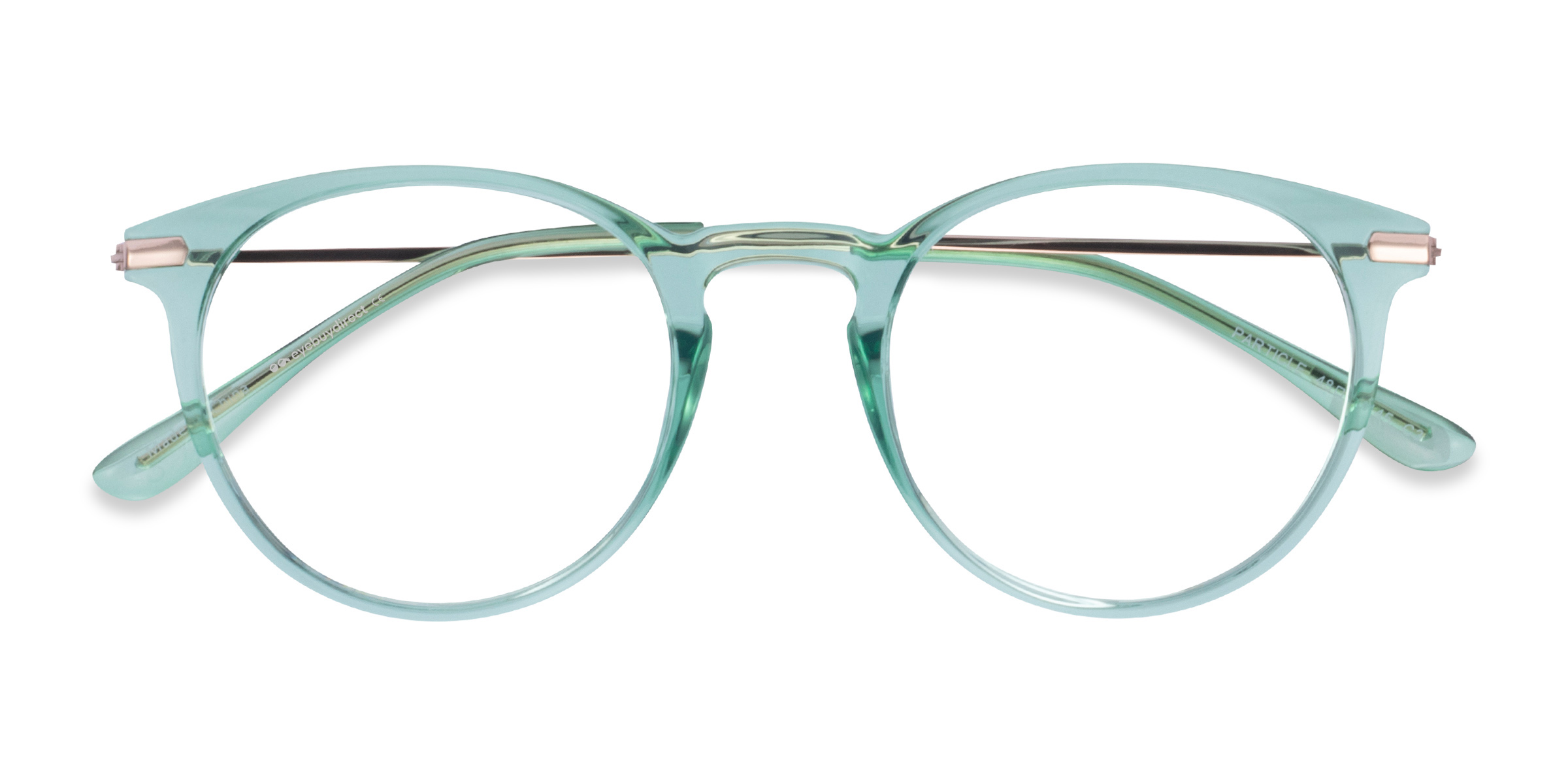 Clear Green & Rose Gold Particle - Plastic-metal Eyeglasses