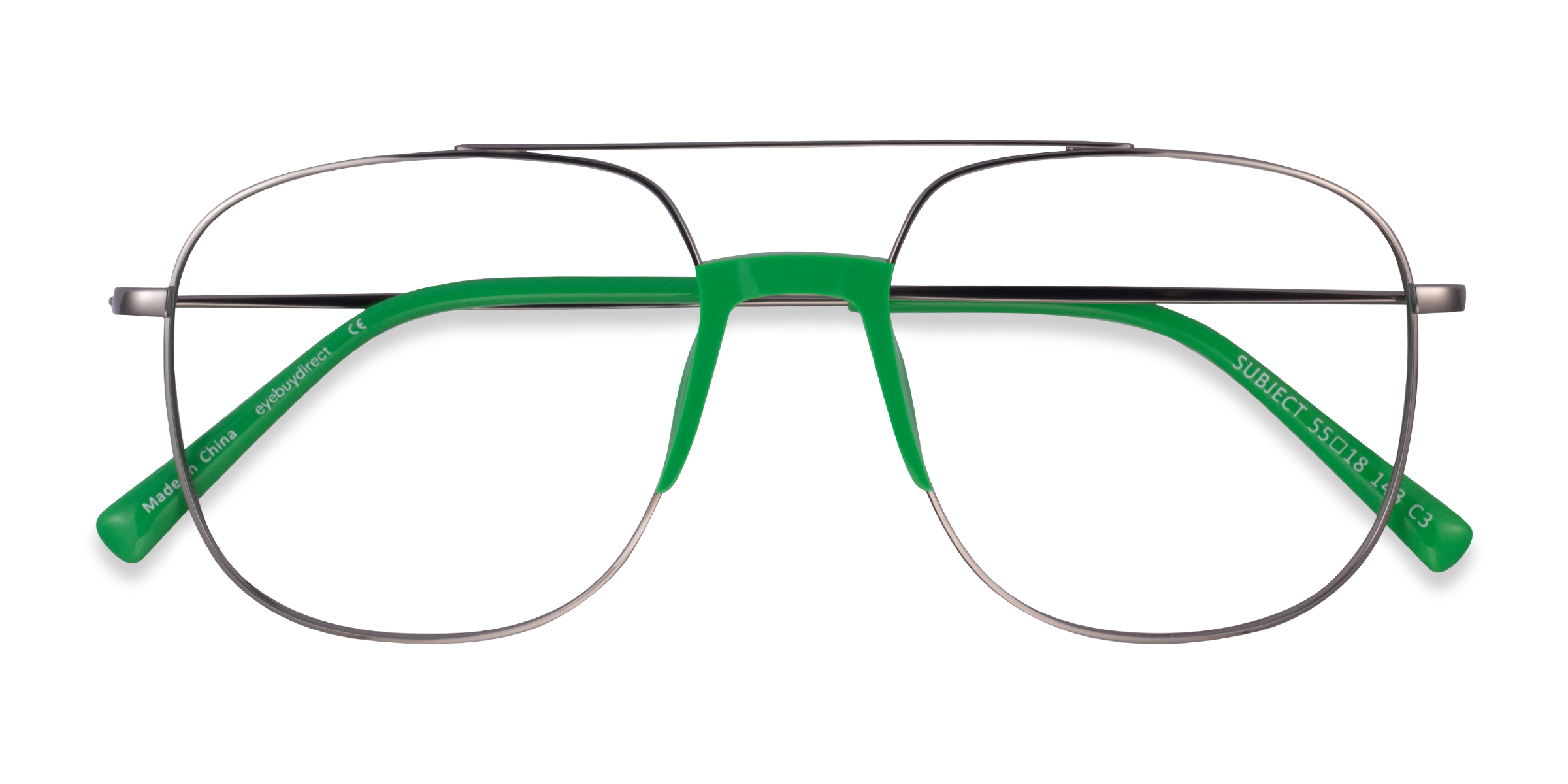 Gunmetal & Green Subject - Acetate-metal Eyeglasses