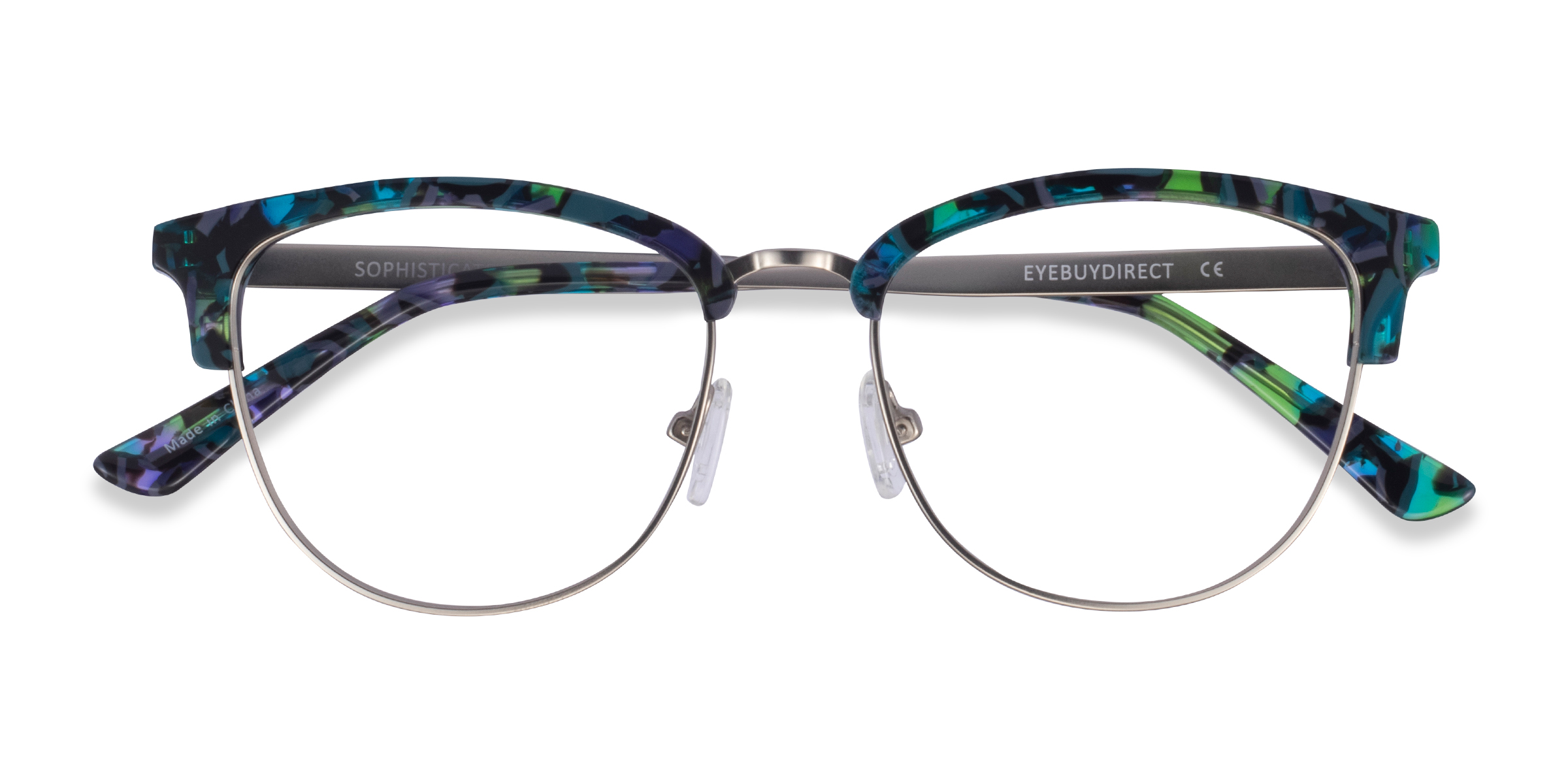 Blue Floral & Silver Sophisticated - Acetate-metal Lunettes de vue