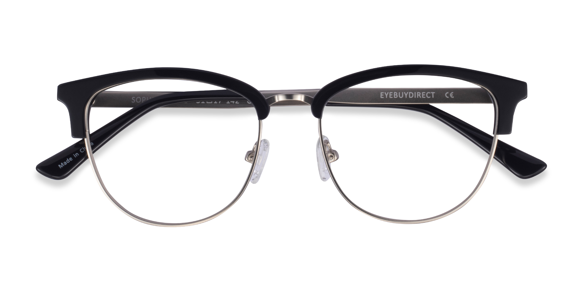 Black & Silver Sophisticated - Acetate-metal Eyeglasses