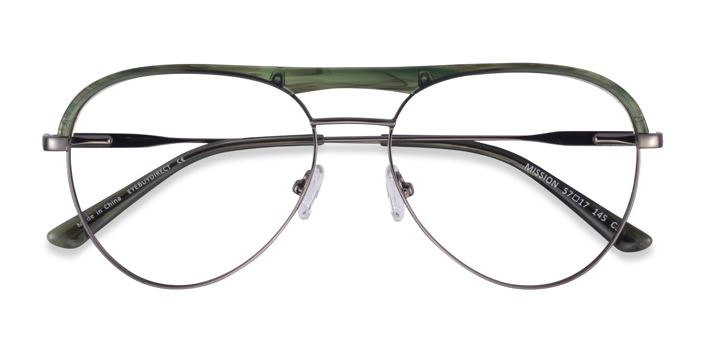 Green Striped & Gunmetal Mission - Acetate-metal Eyeglasses