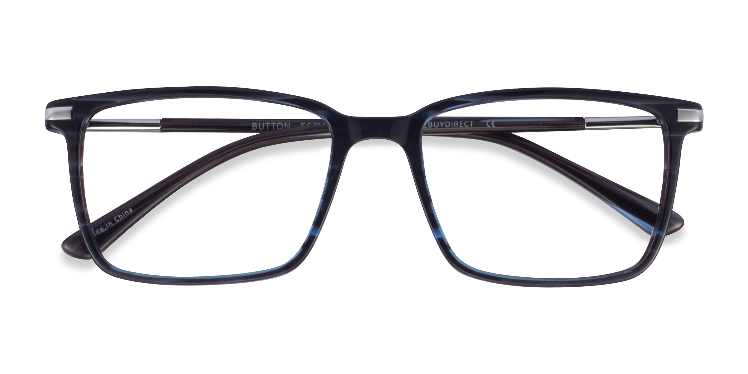 Striped Blue Button - Metal Eyeglasses