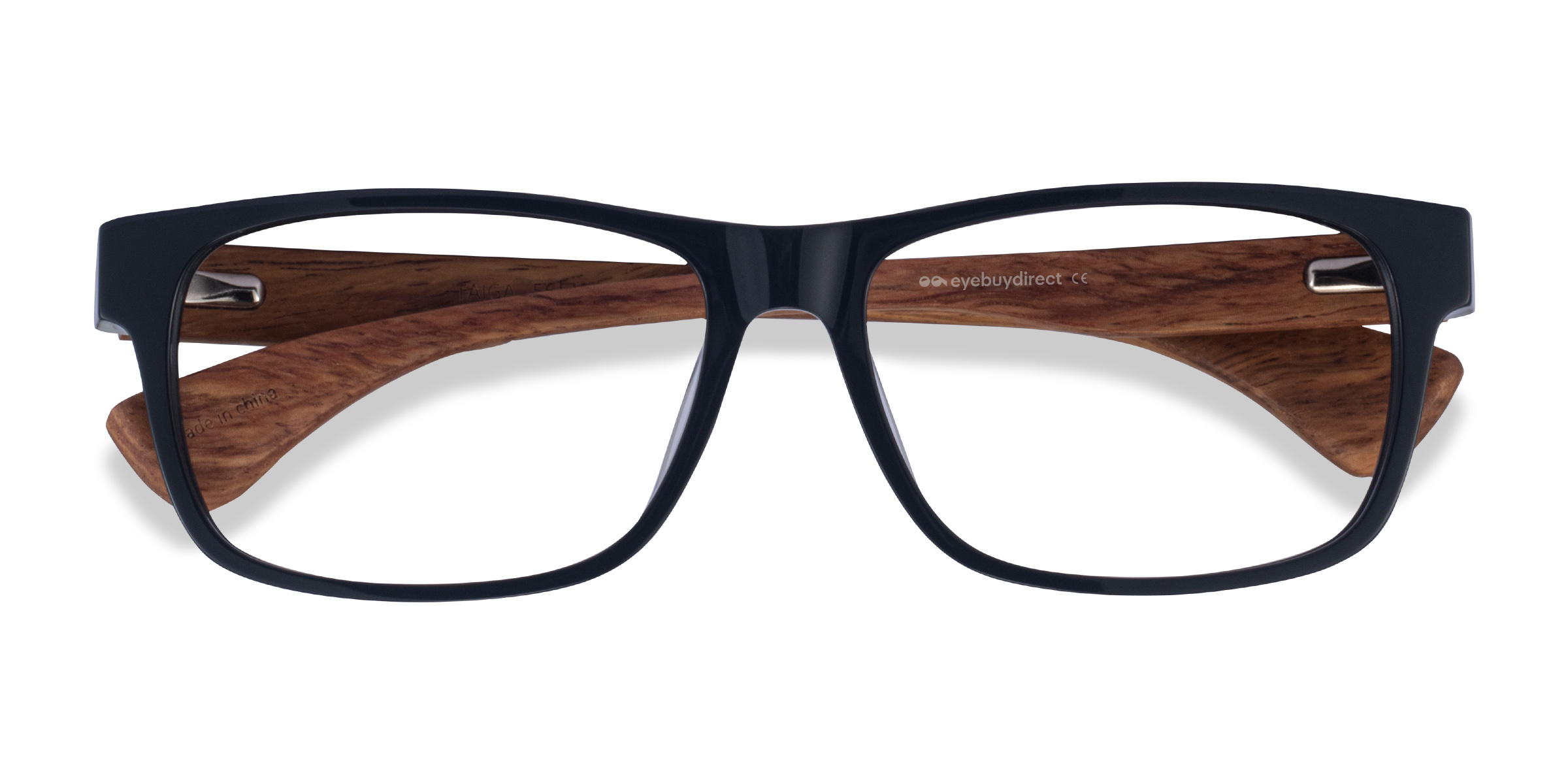 Dark Gray & Wood Taiga - Wood-texture Lunettes de vue
