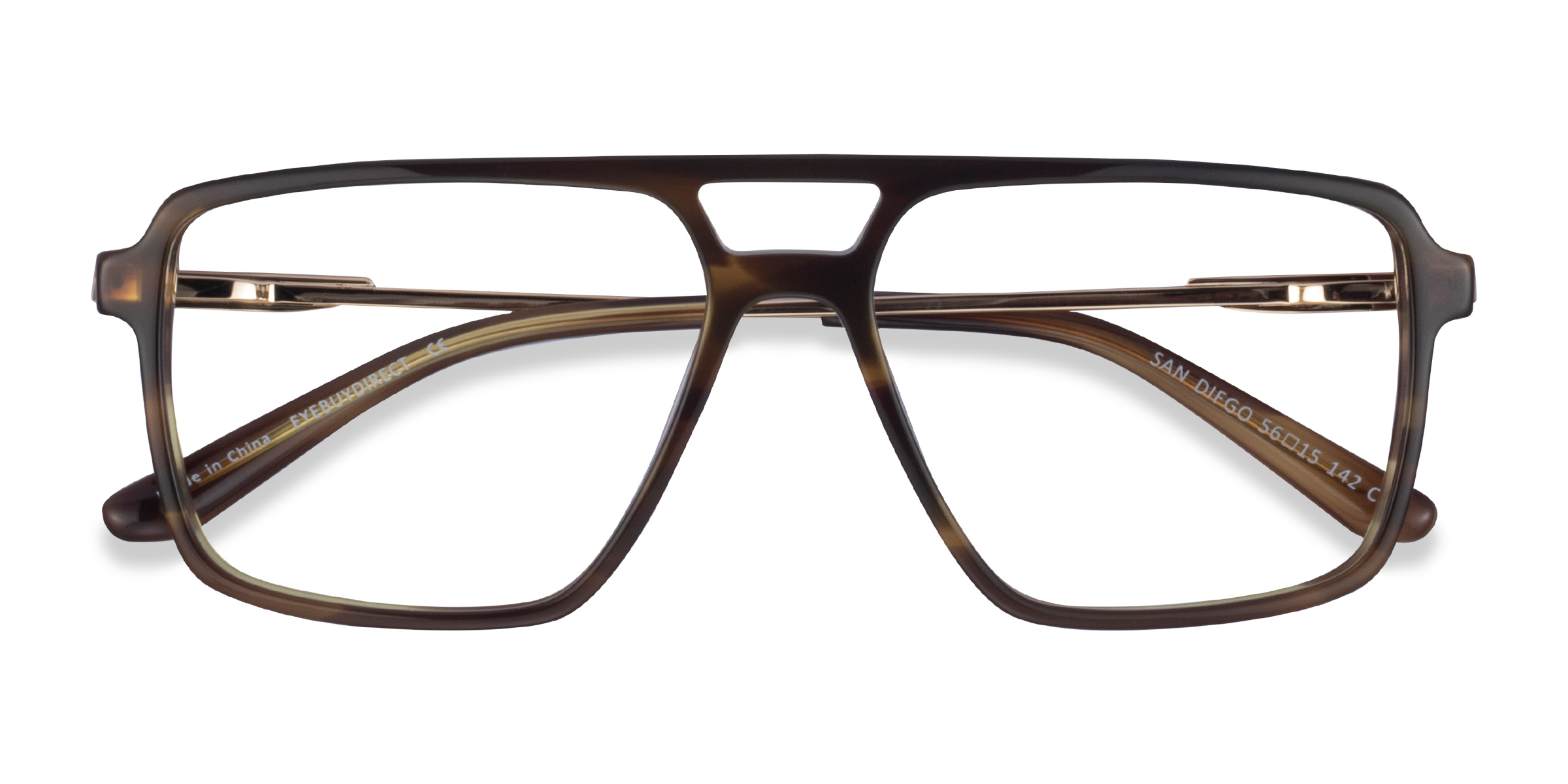 Striped Green Gold San Diego -  Metal Eyeglasses