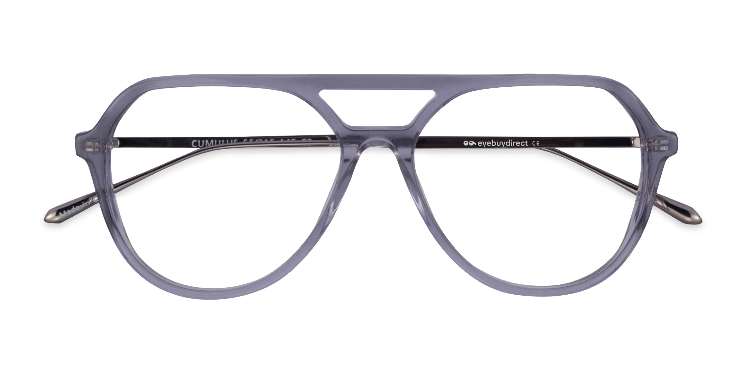 Clear Gray Silver Cumulus -  Metal Eyeglasses