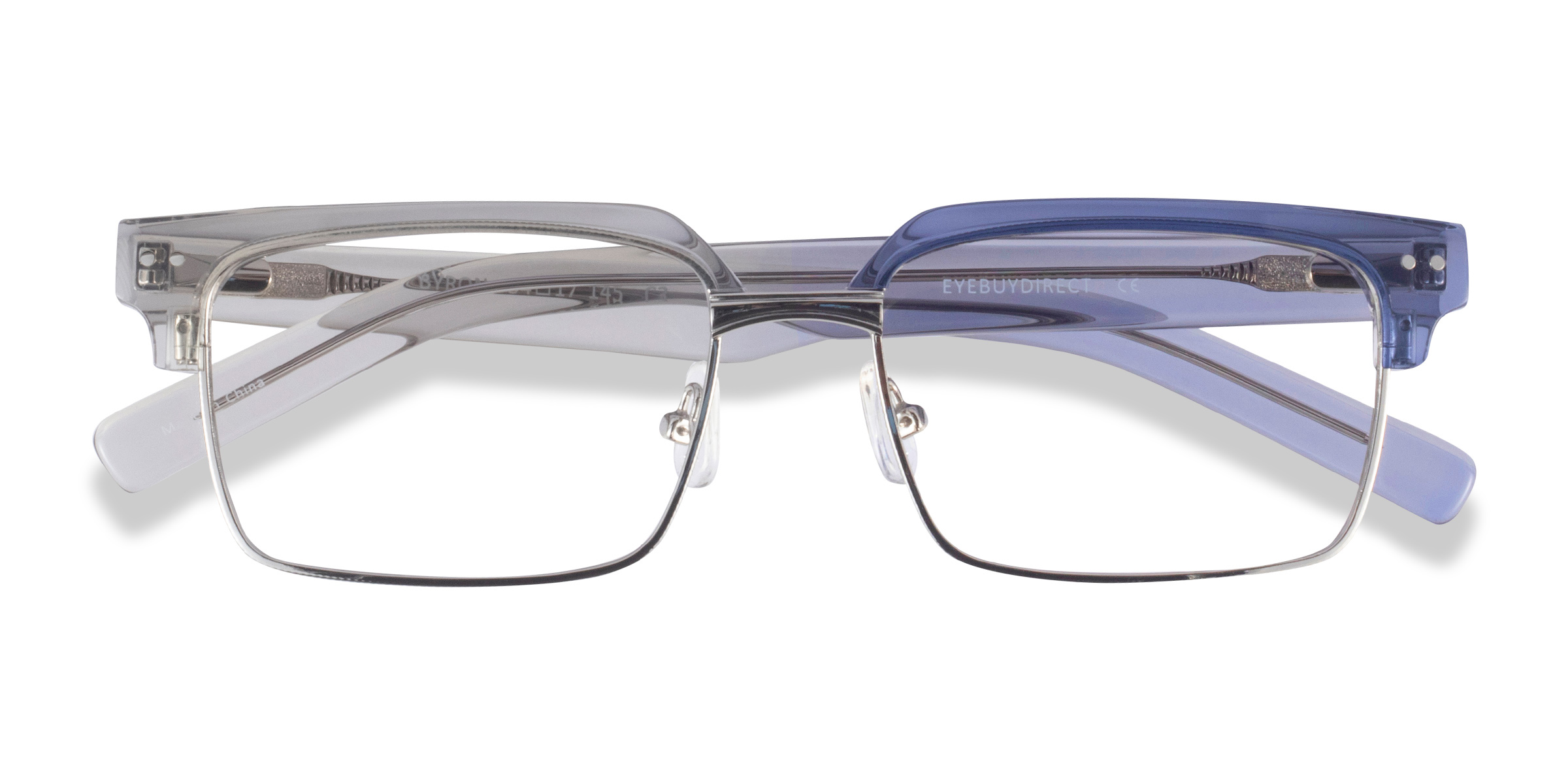 Clear Gray Silver Byron - Metal Eyeglasses