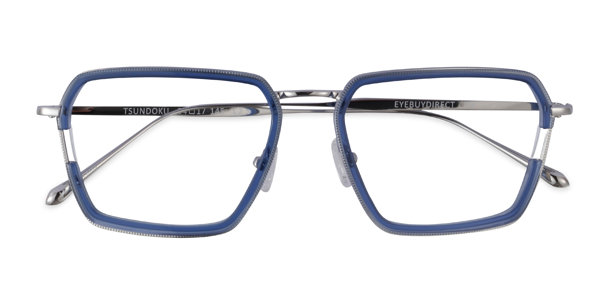 Clear Blue Silver Tsundoku - Metal Eyeglasses