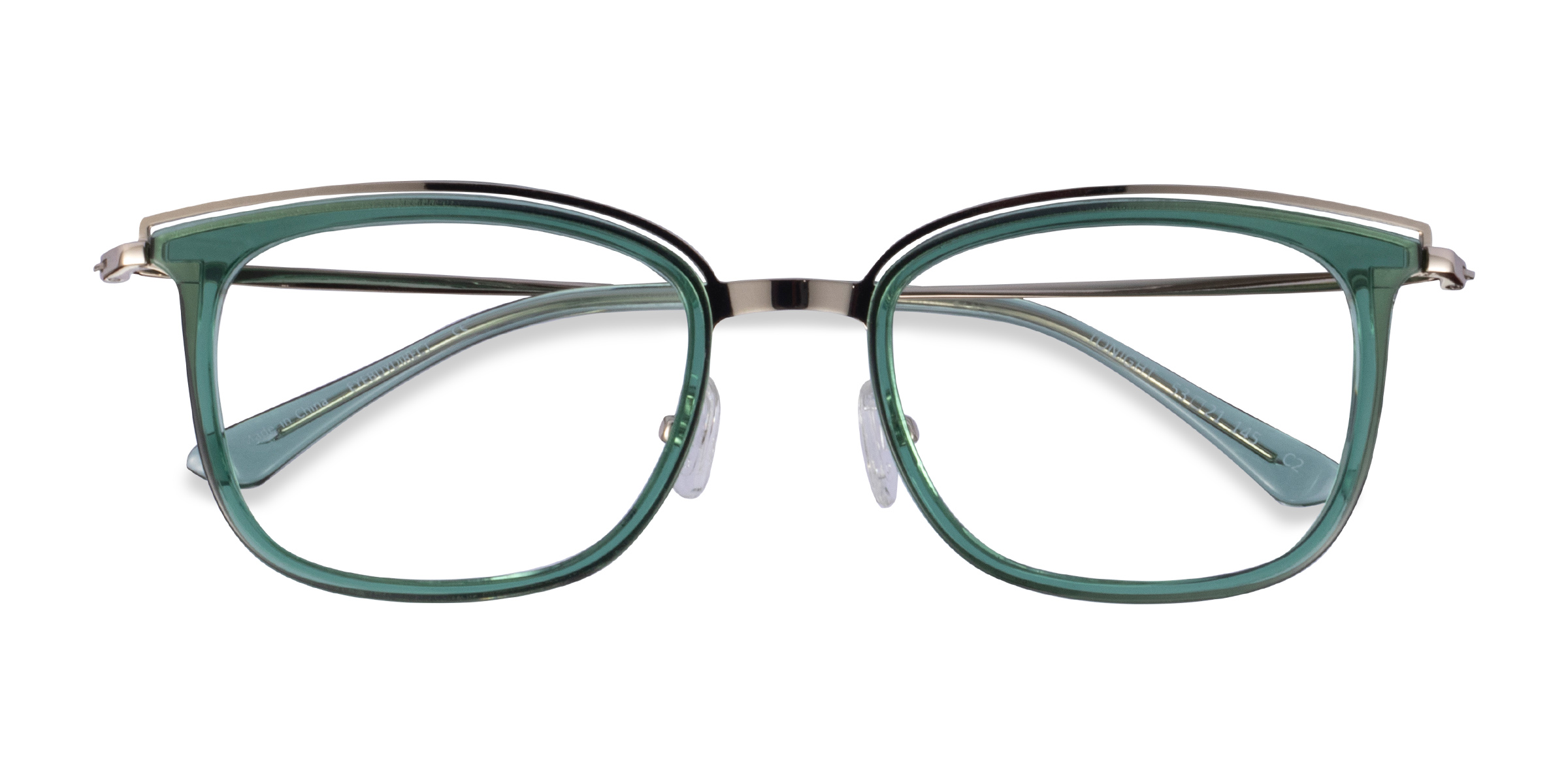 Clear Green Gold Tonight - Metal Eyeglasses