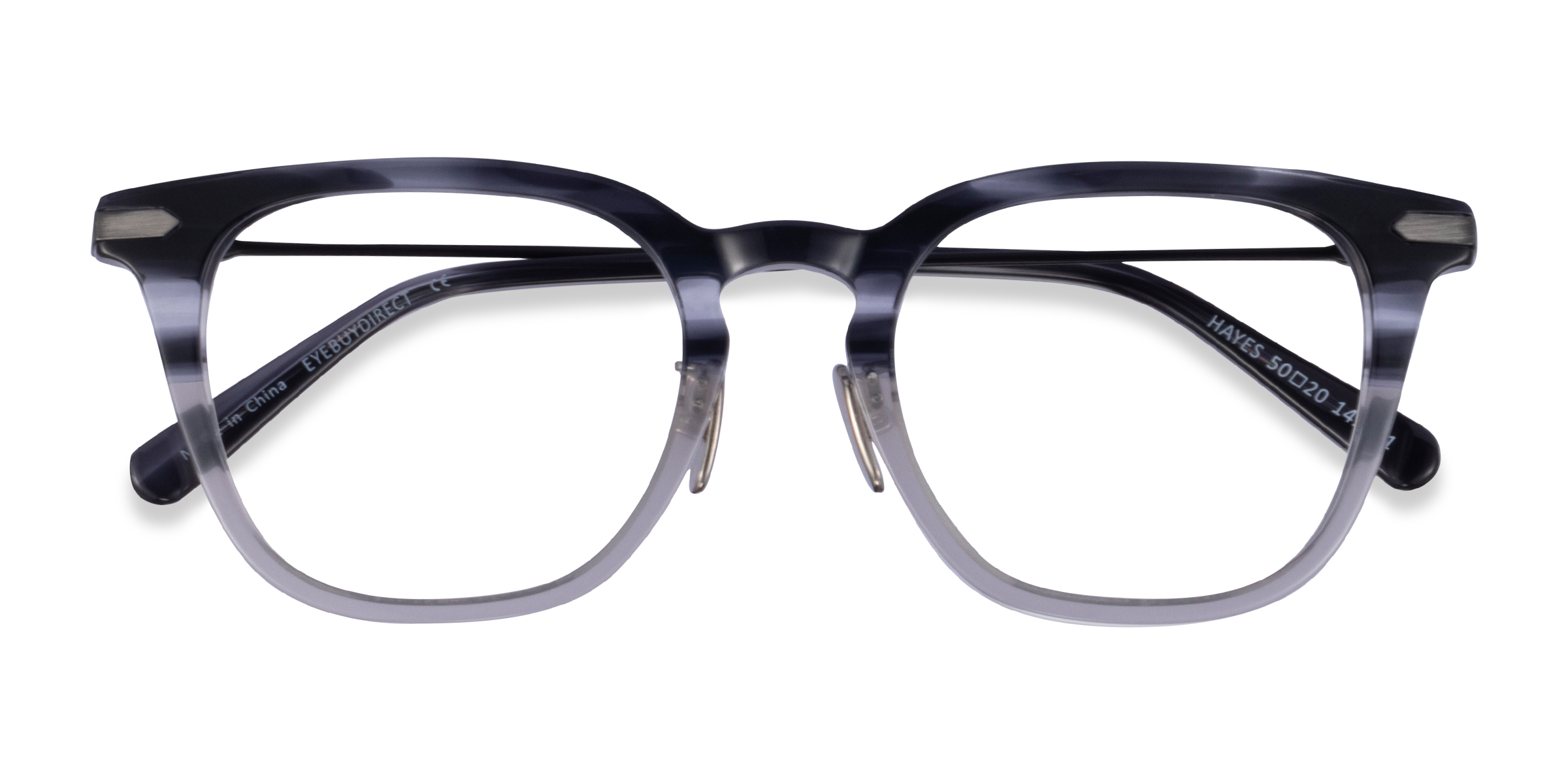 Gray Striped Gunmetal Hayes -  Metal Eyeglasses