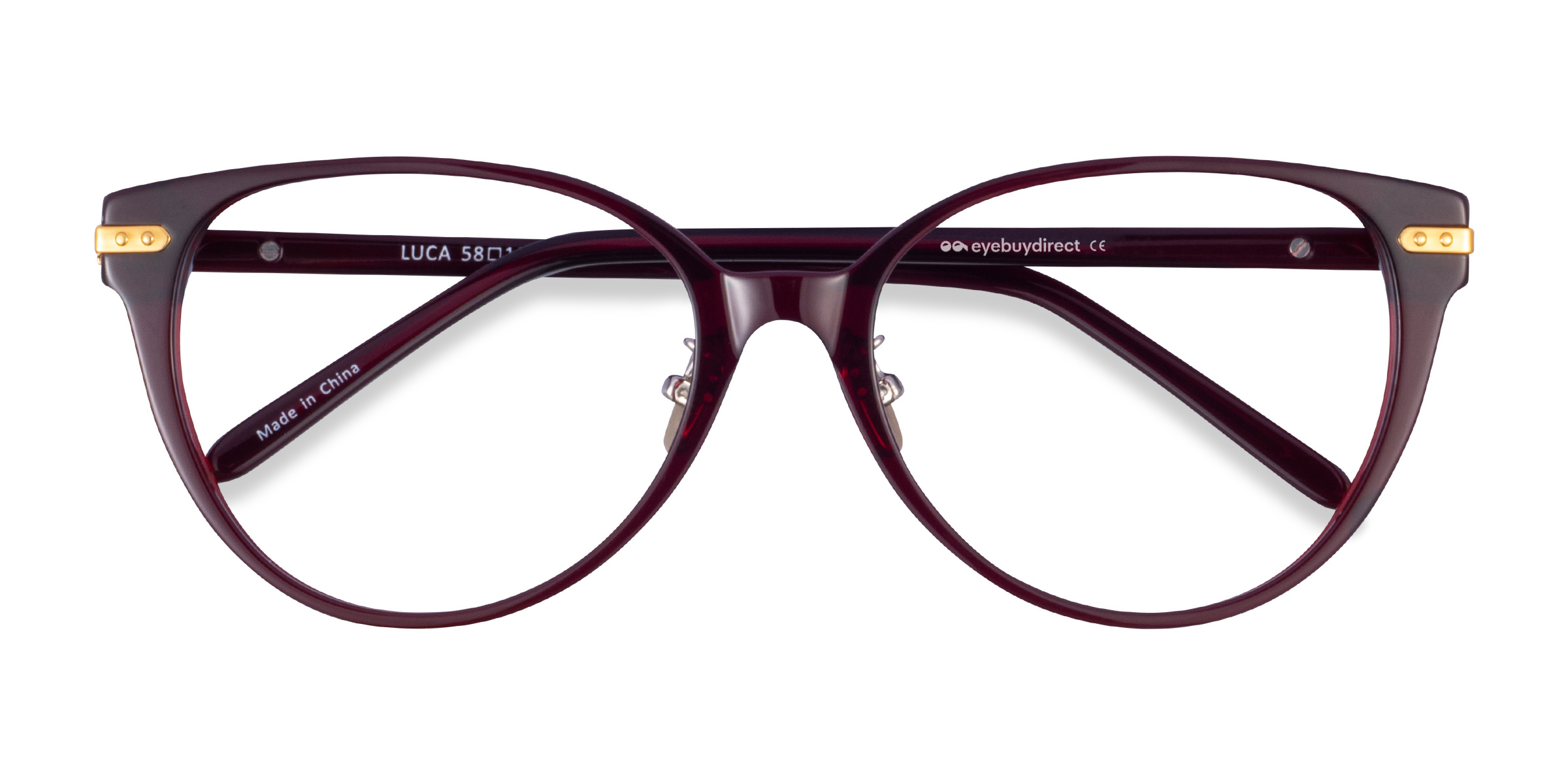 Burgundy Gold Luca - Metal Eyeglasses