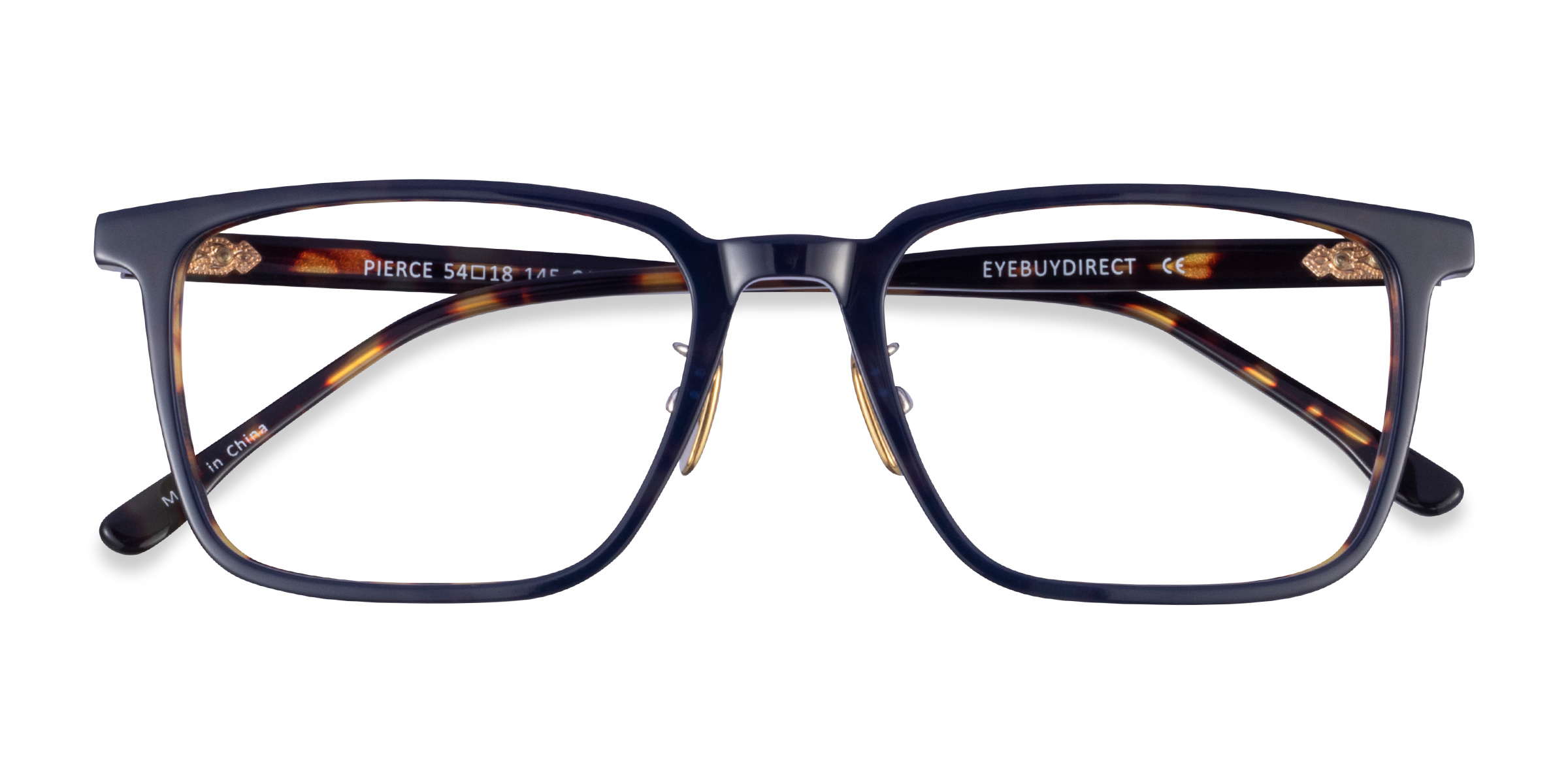 Blue Tortoise Pierce - Metal Eyeglasses