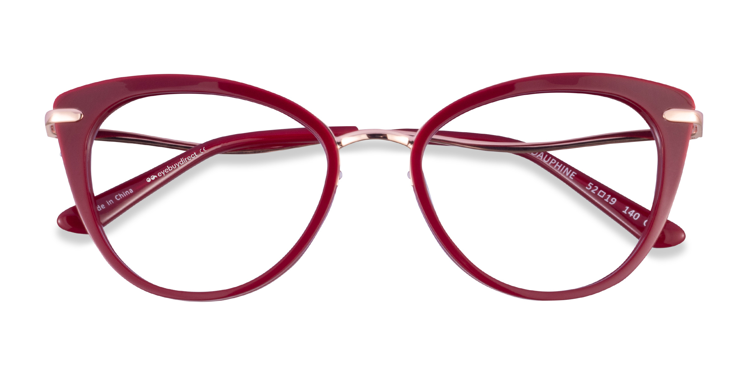 Burgundy Rose Gold Dauphine - Métal Lunettes de vue