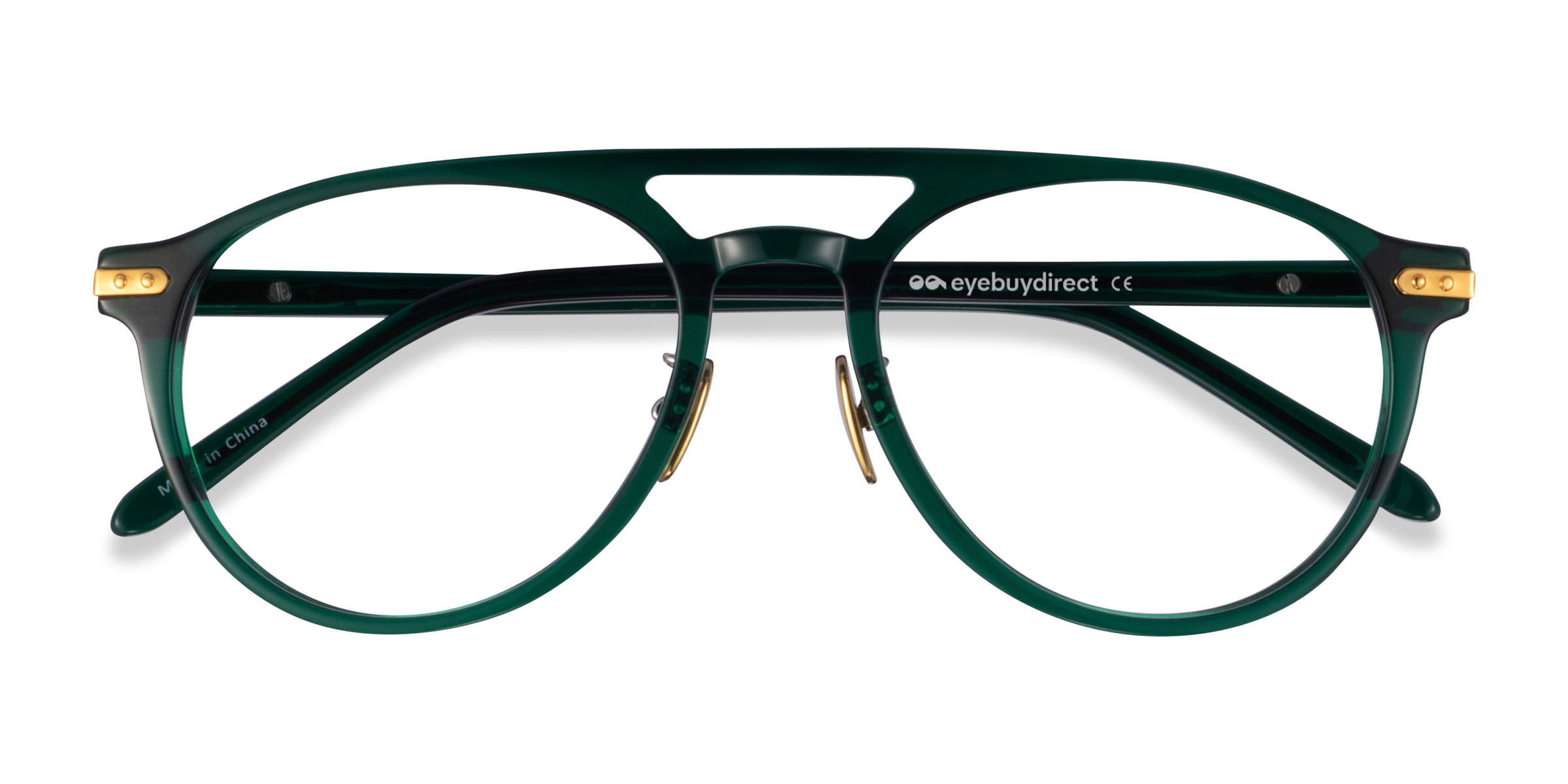Dark Green Gold Aston - Métal Lunettes de vue