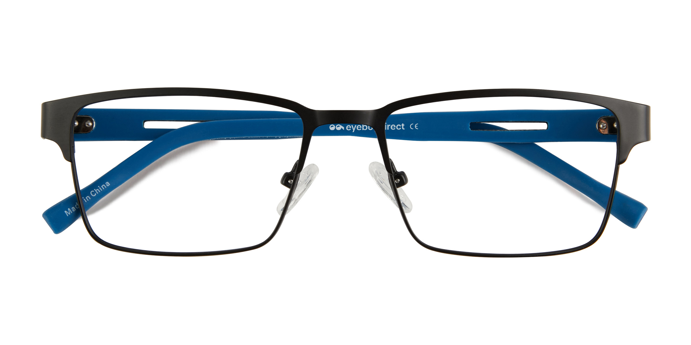 Matte Black Blue Victory -  Metal Eyeglasses