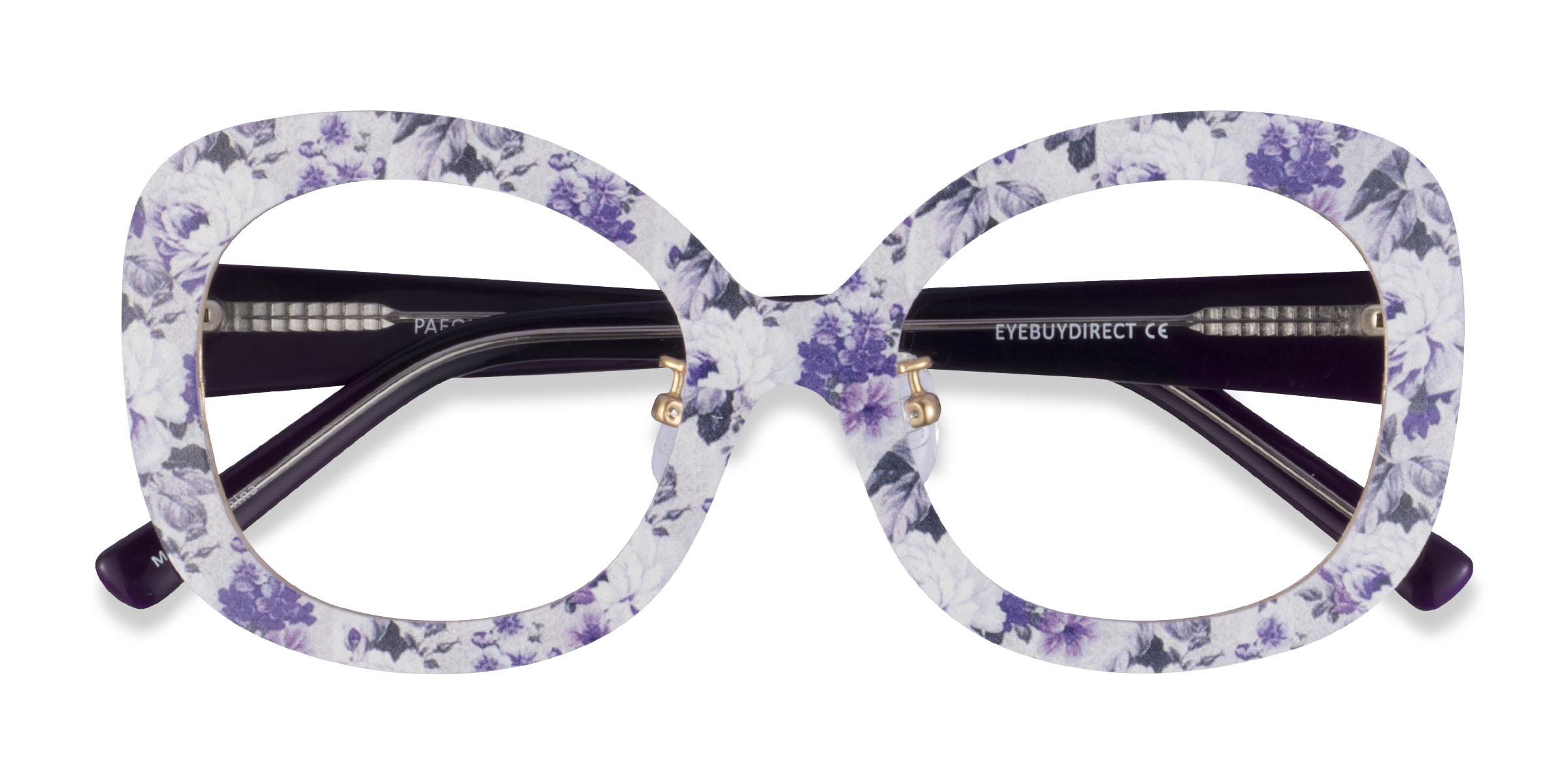Purple Floral Paeonia -  Metal Eyeglasses