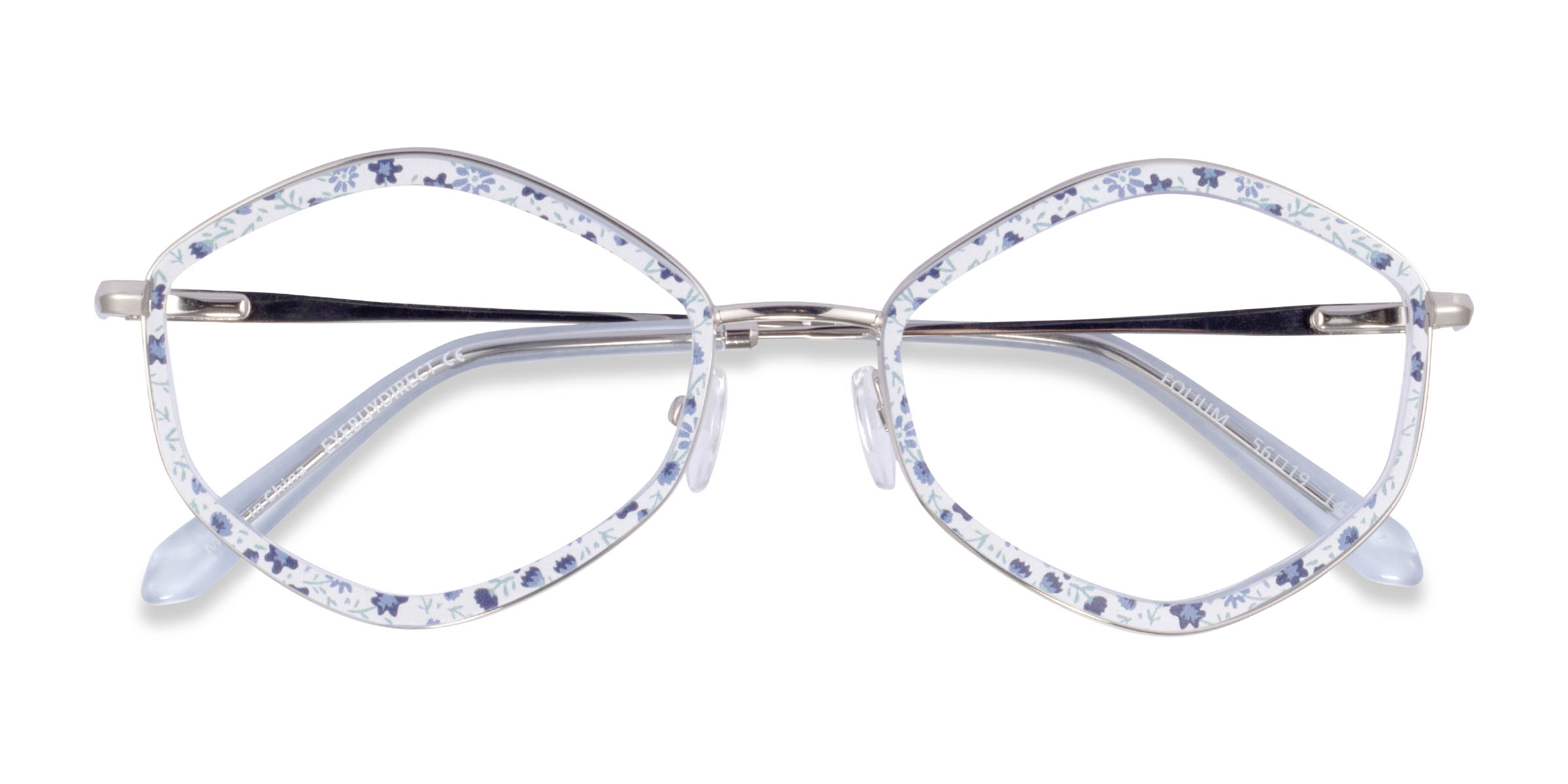 Blue Floral Folium - Metal Eyeglasses
