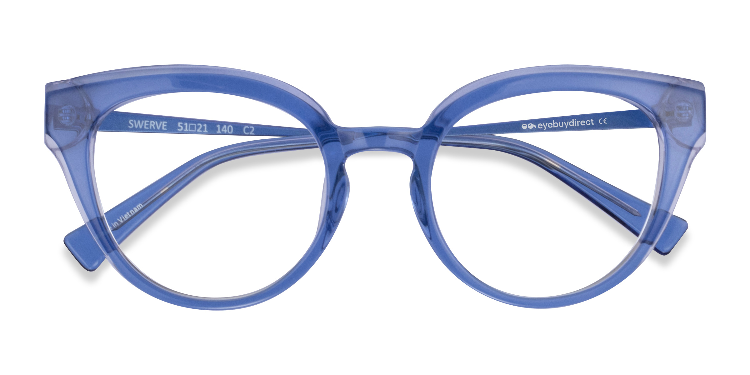 Clear Blue Swerve - Metal Eyeglasses