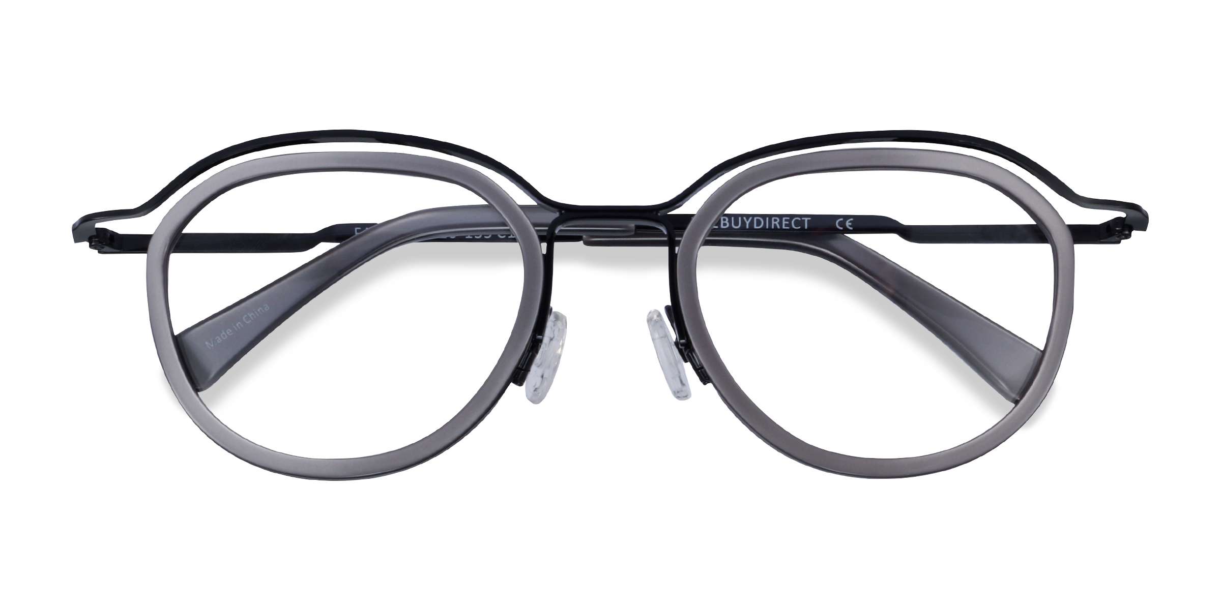 Gray Black Facet - Metal Eyeglasses